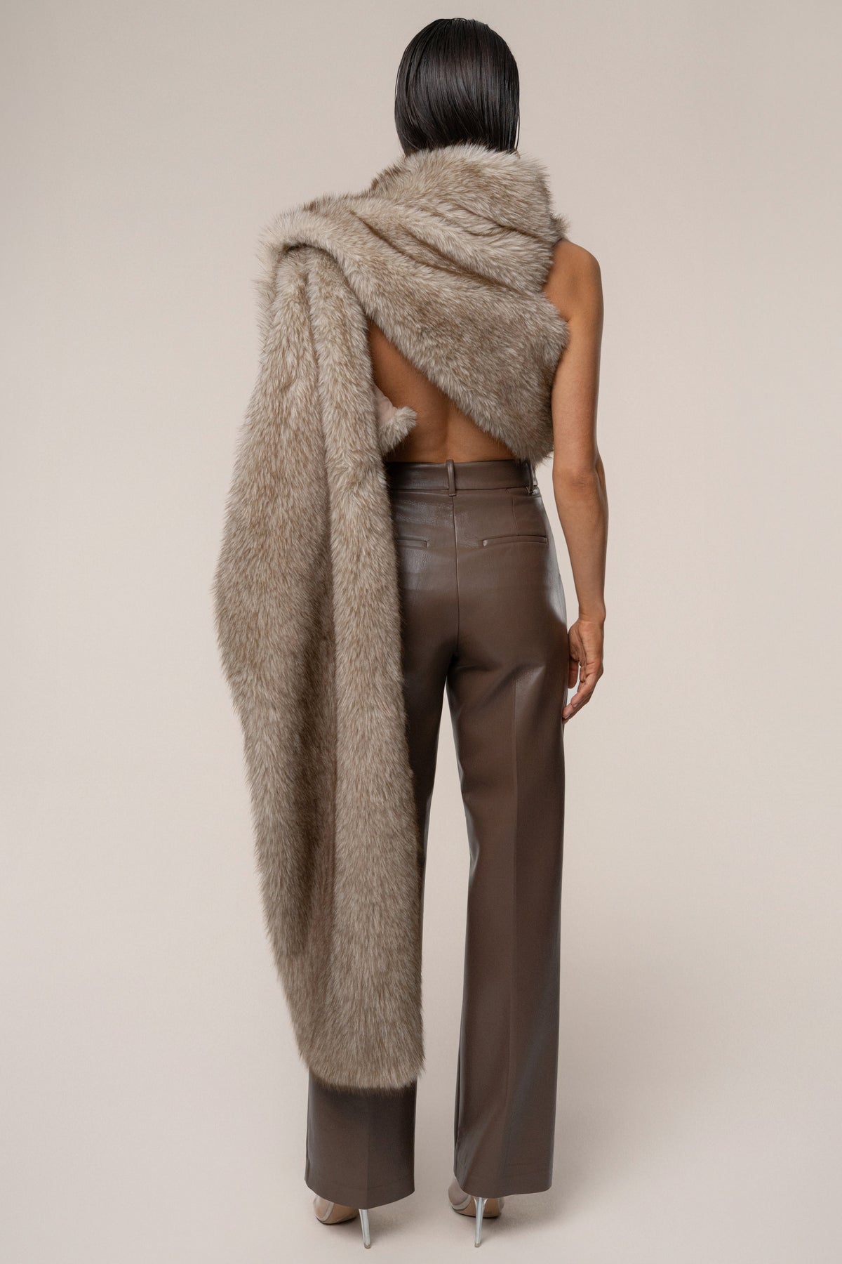 Ivory/Brown Winter Bliss Faux Fur Wrap