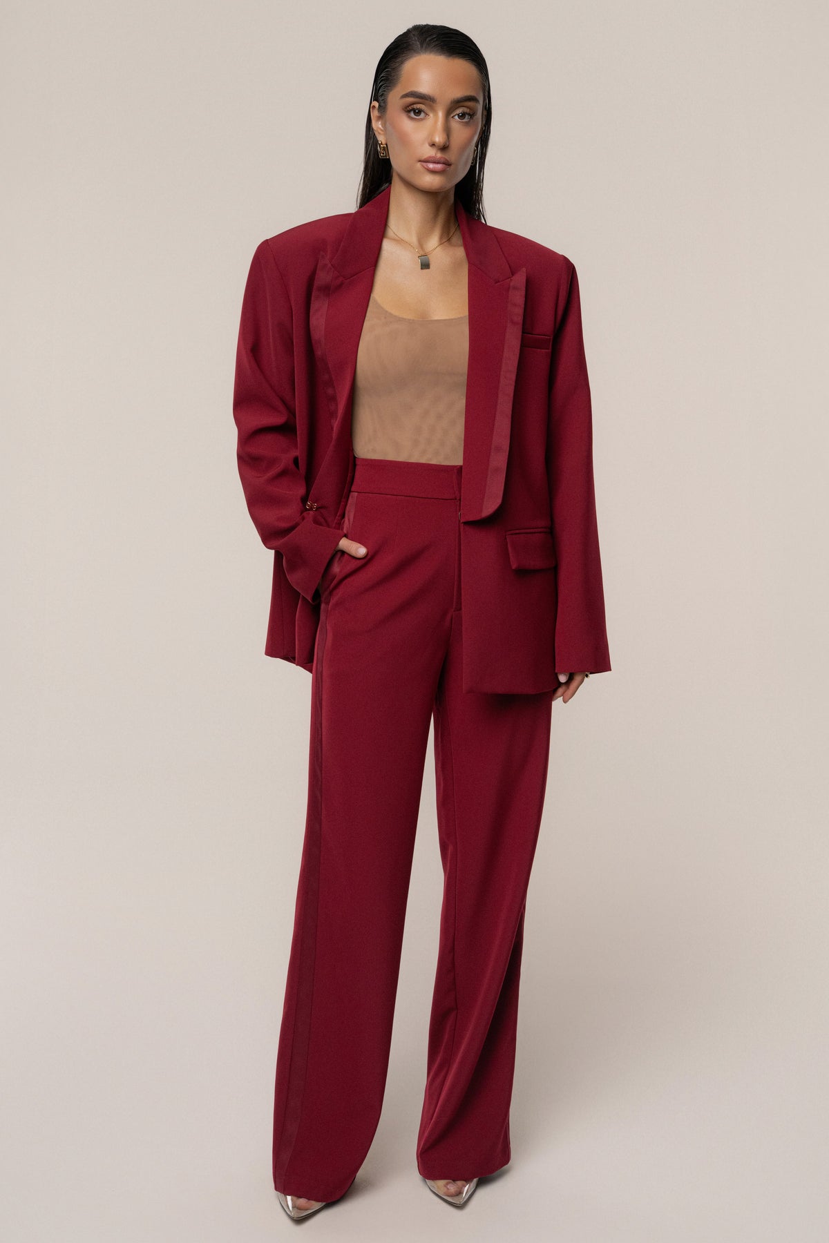 Burgundy Suite Life Woven Blazer