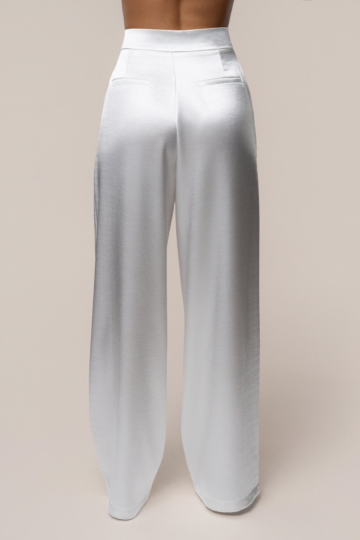 White Signature Satin Trousers