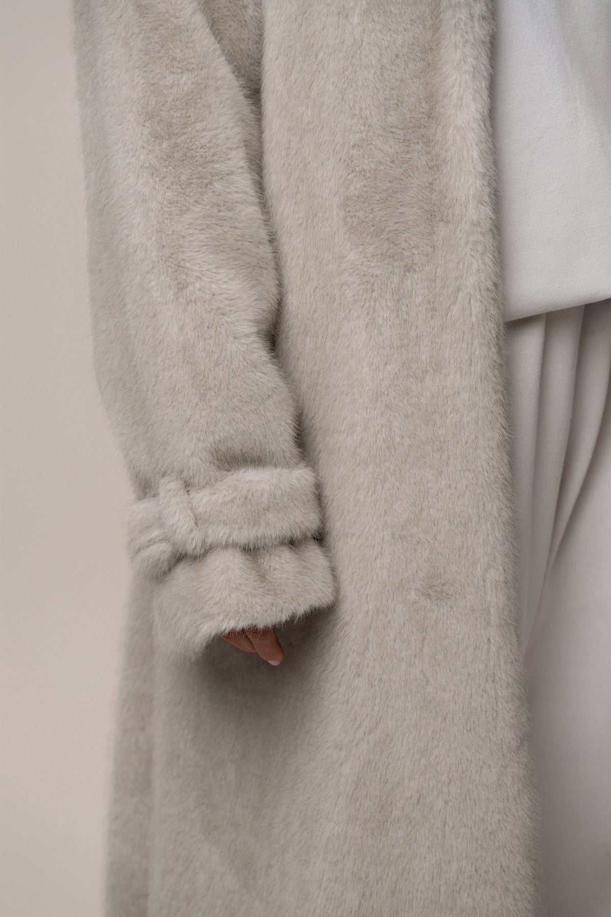 Stone Uptown Faux Fur Coat