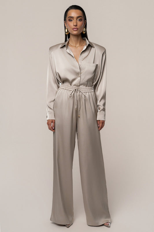 Beige Sunny Day Drawstring Pants