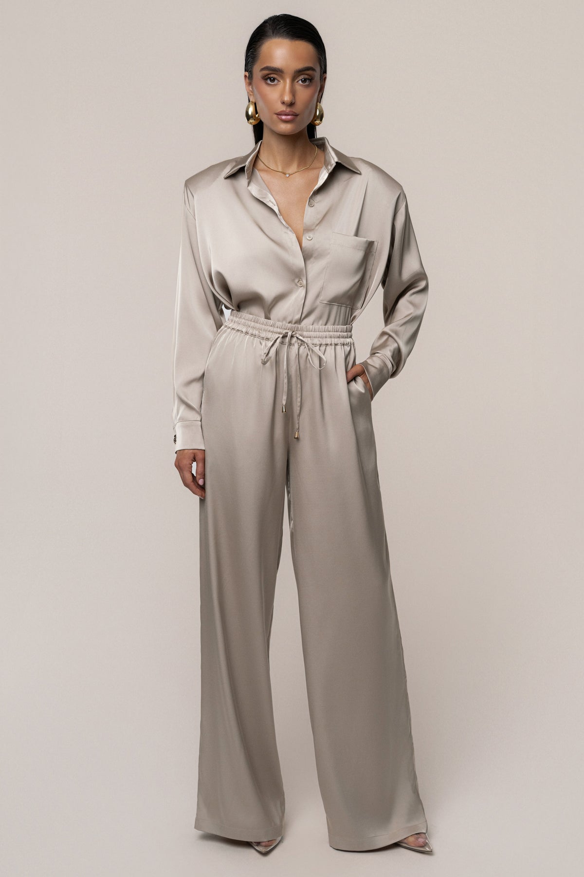 Beige Sunny Day Drawstring Pants