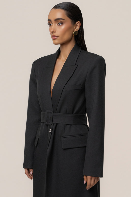 Black Longline Tailored Coat