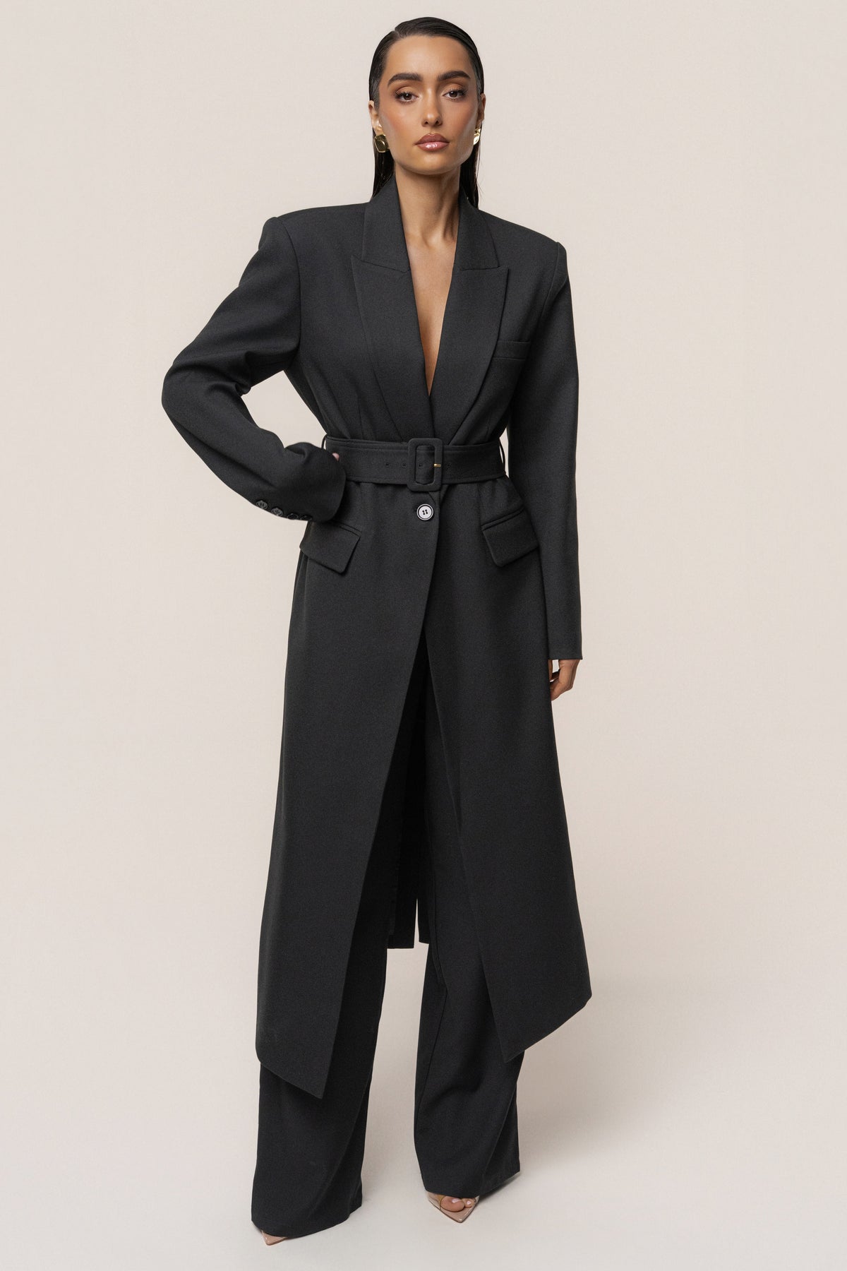 Black Longline Tailored Coat
