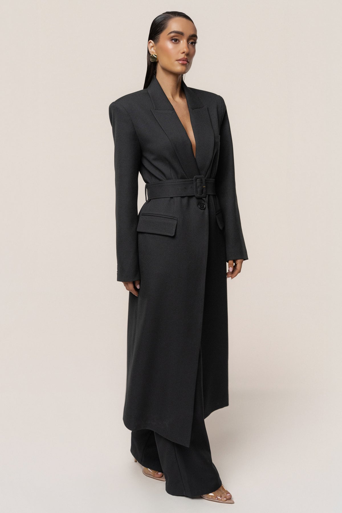Black Longline Tailored Coat
