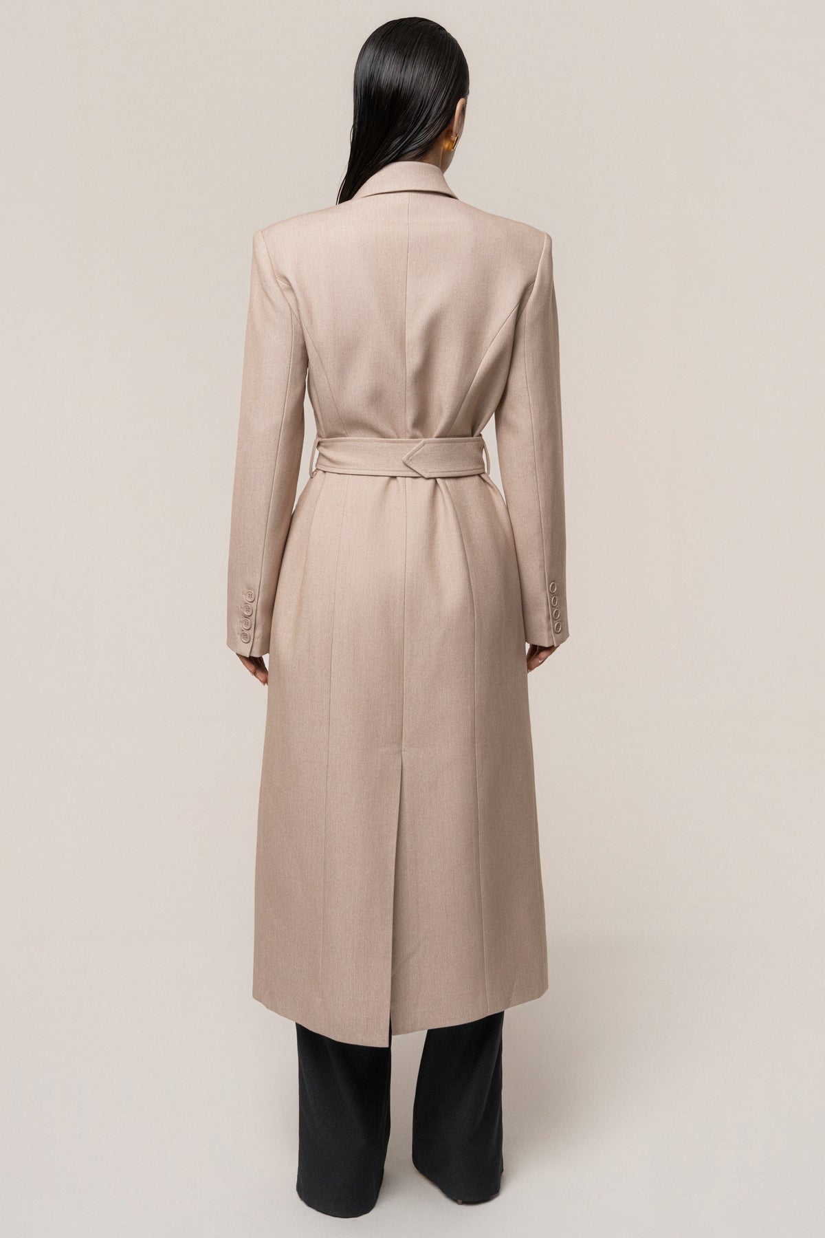 Beige Longline Tailored Coat