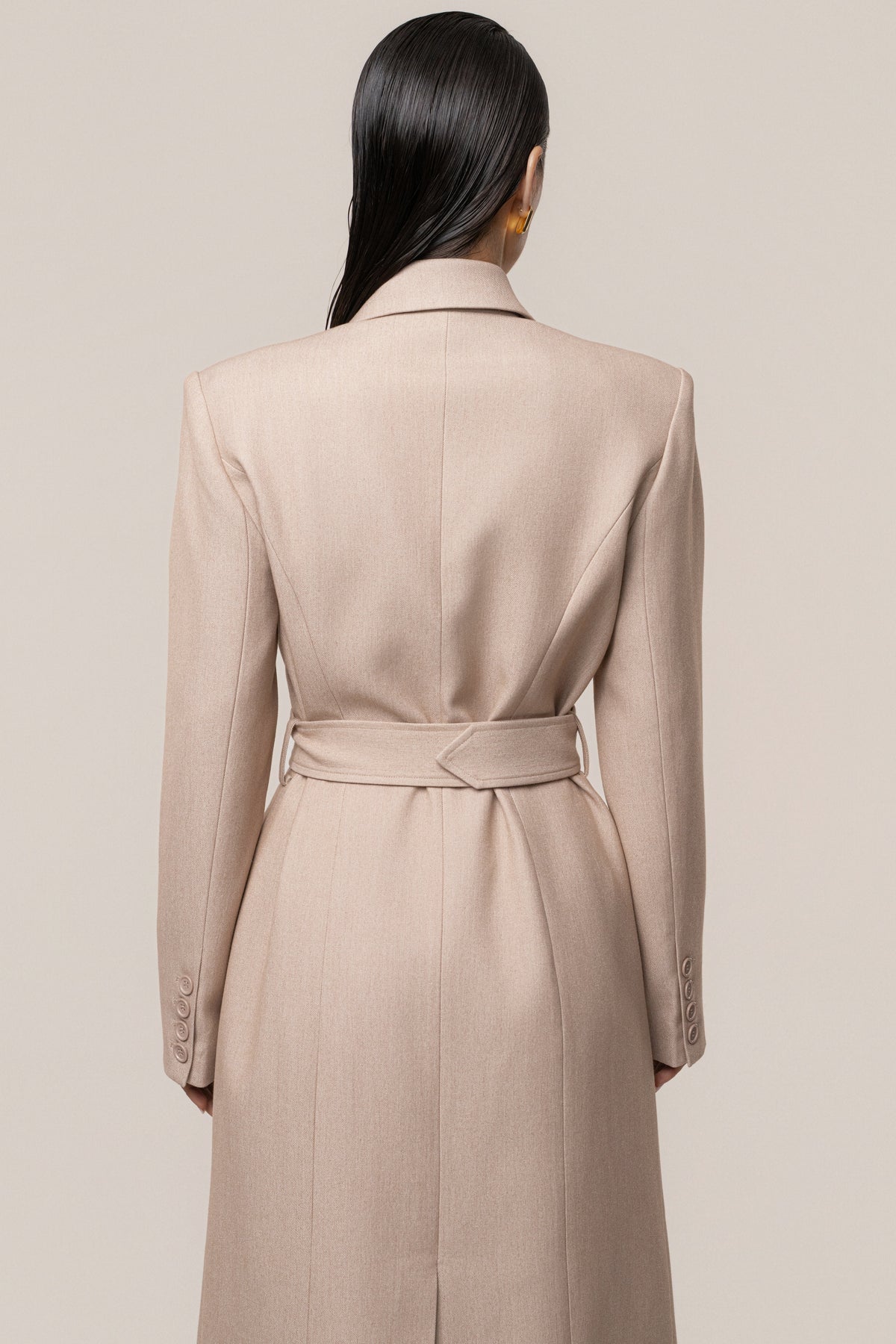 Beige Longline Tailored Coat
