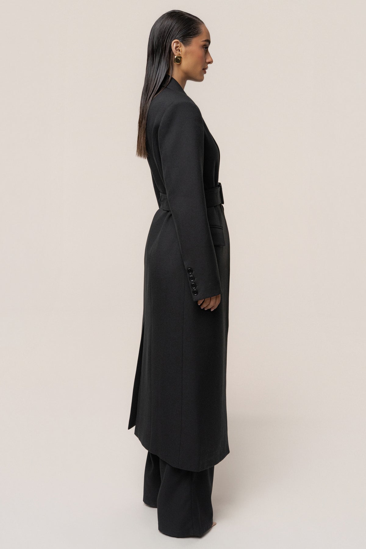 Black Longline Tailored Coat