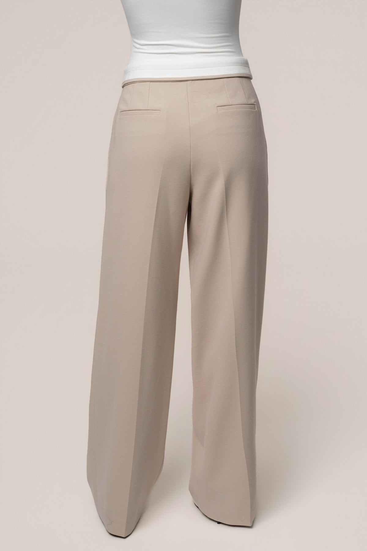 Beige/Ivory Command Pleat Trouser