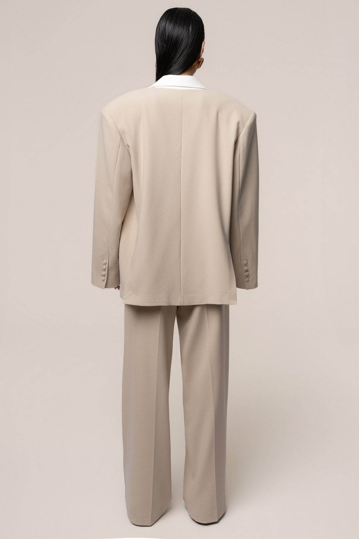 Beige/Ivory Command Pleat Trouser