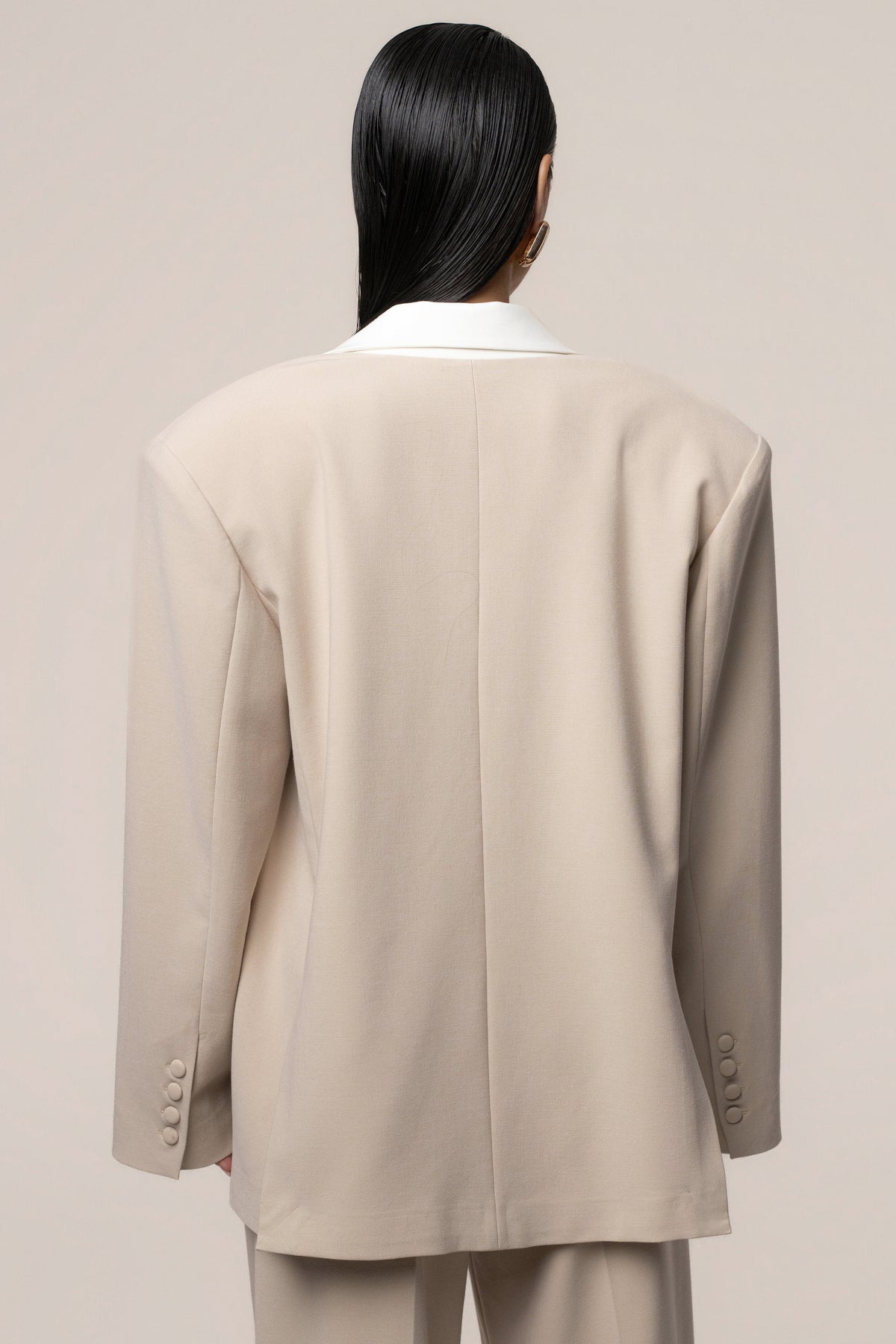 Beige/Ivory Command Oversized Blazer