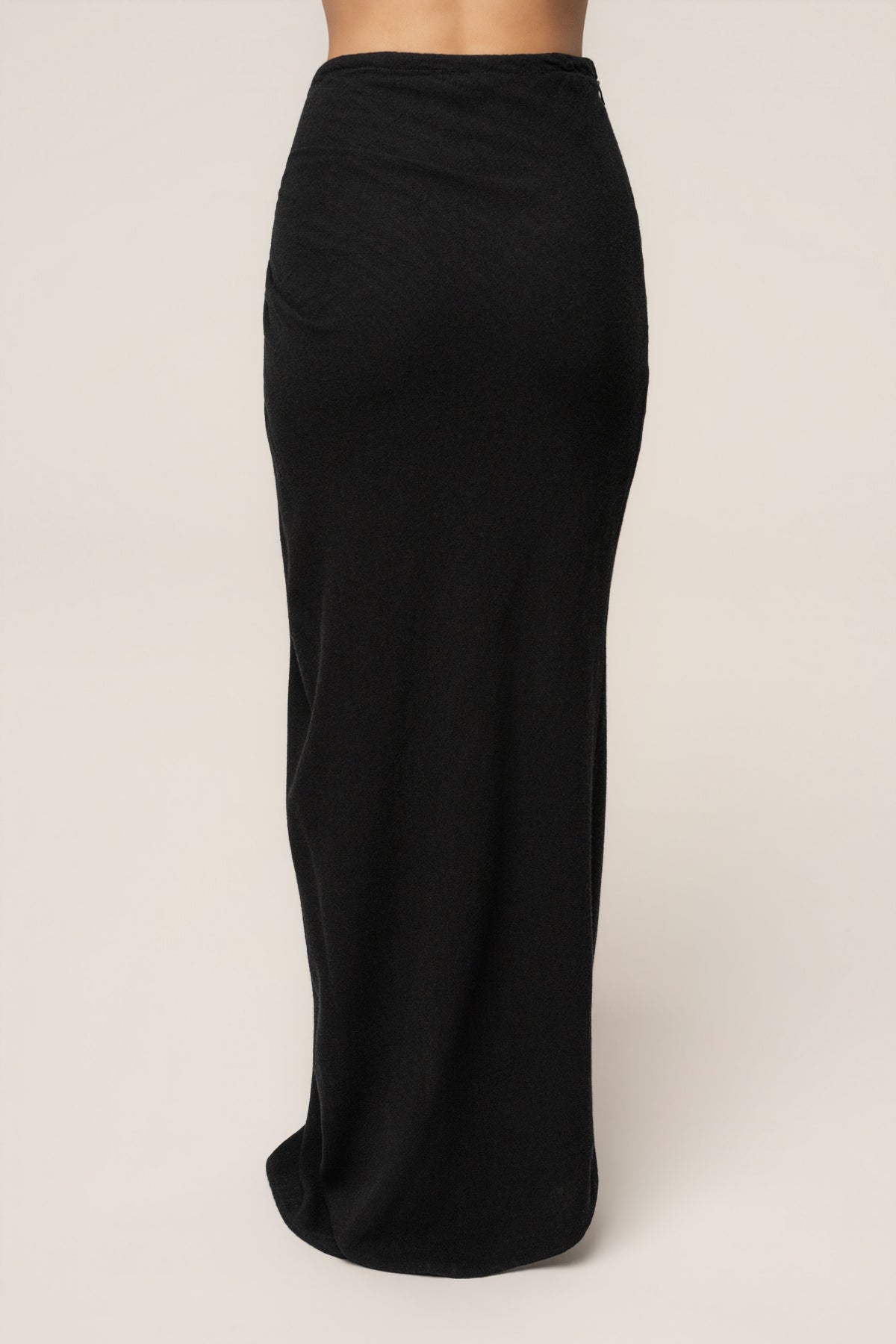 Black Noelia Linen Slit Skirt