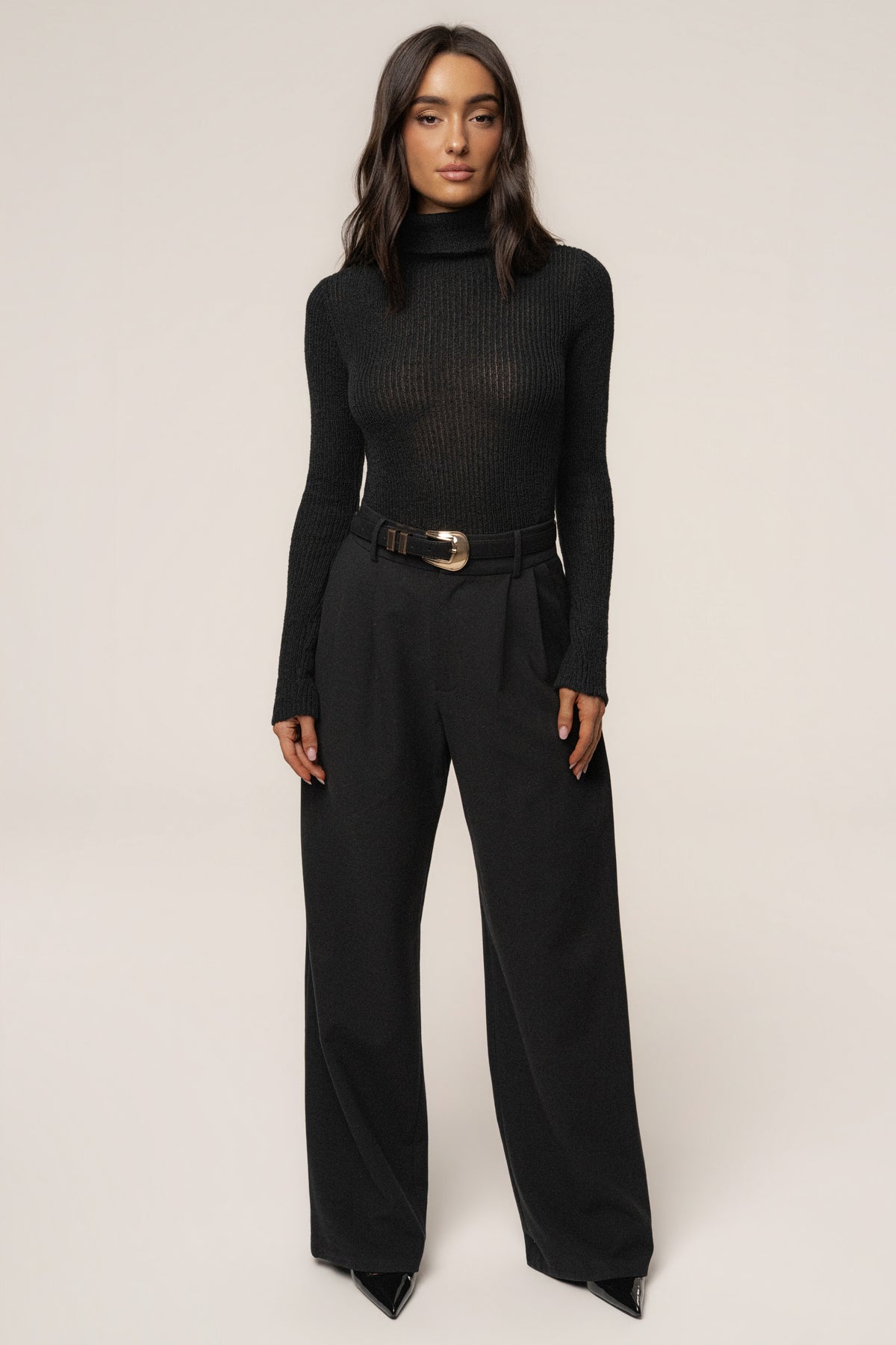 Black Carli Turtle Neck Top