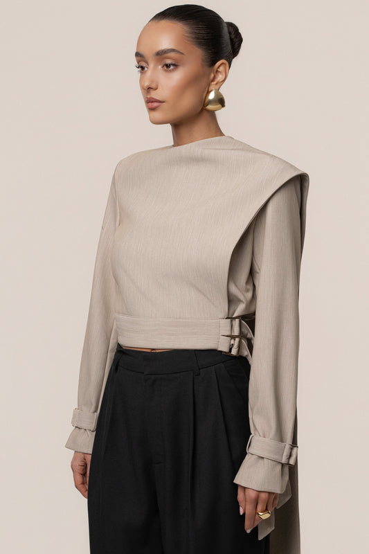 Stone Aligned Scarf Top