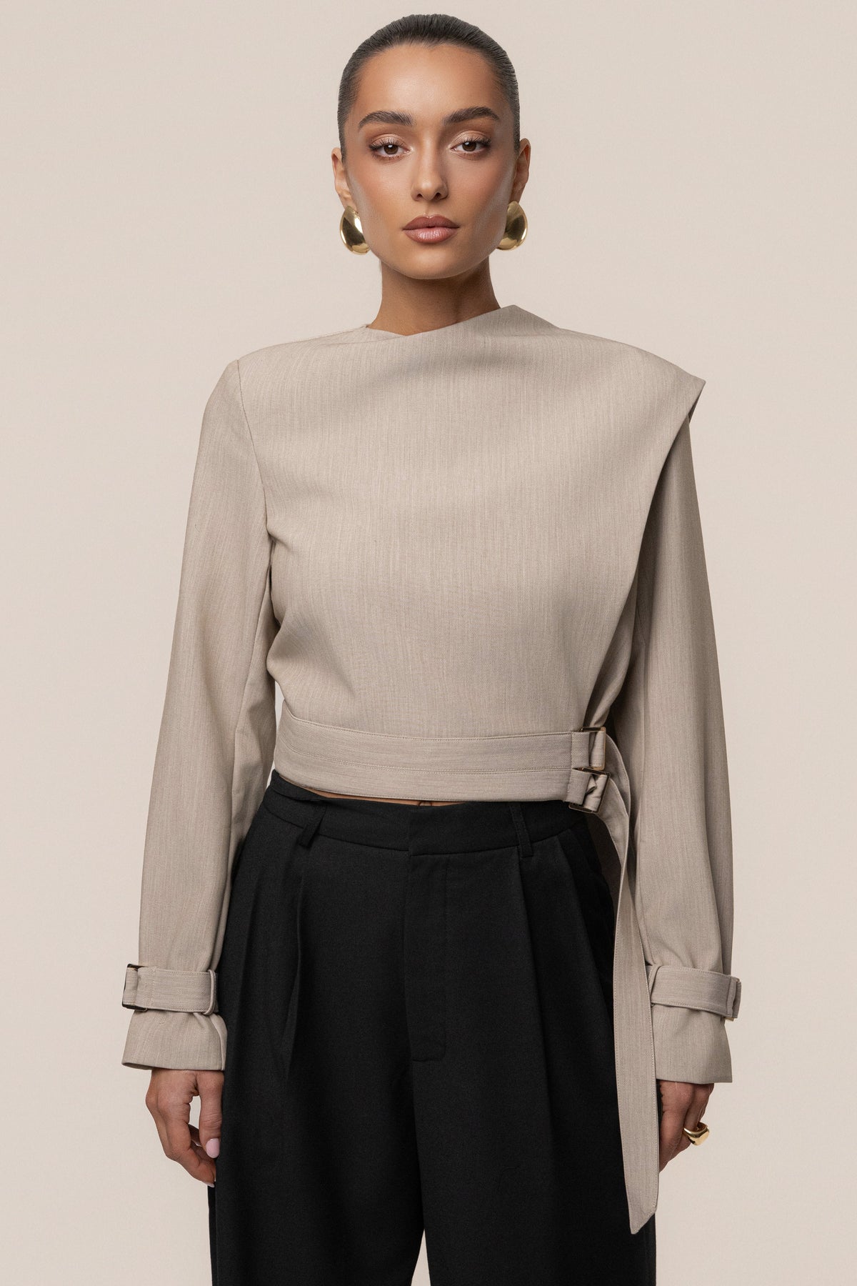 Stone Aligned Scarf Top
