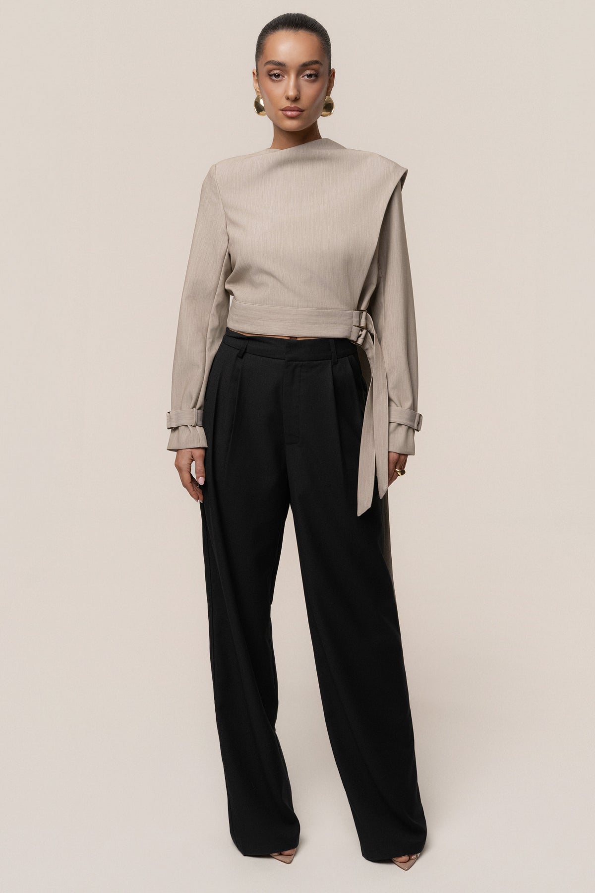 Stone Aligned Scarf Top