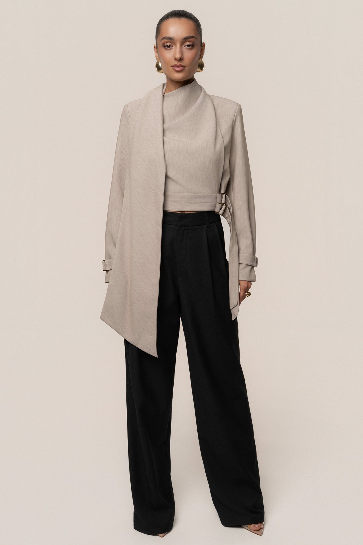 Stone Aligned Scarf Top