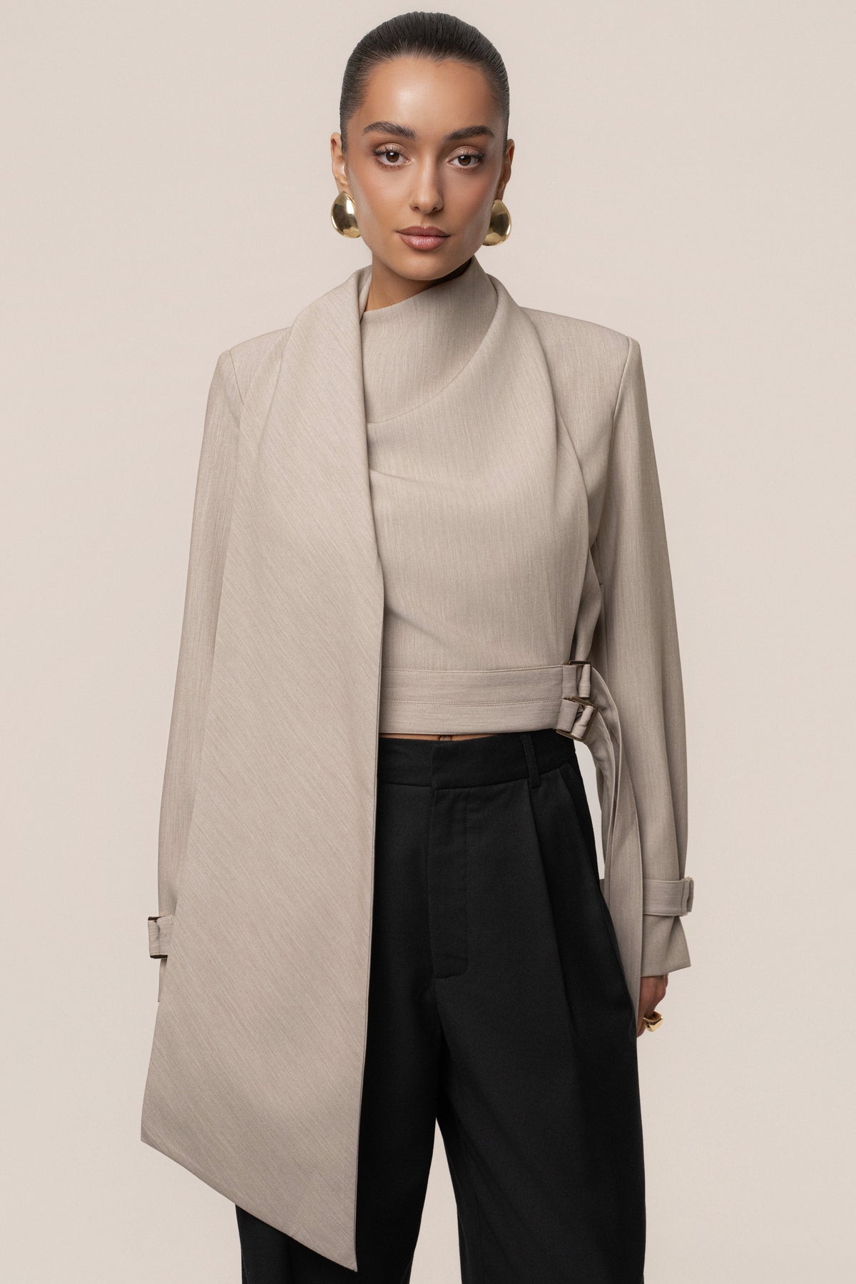 Stone Aligned Scarf Top
