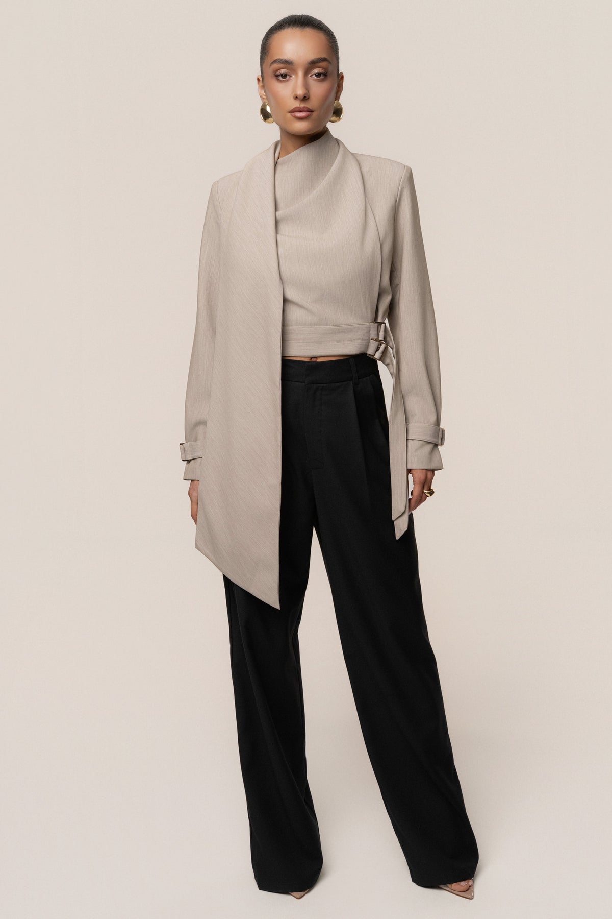 Stone Aligned Scarf Top