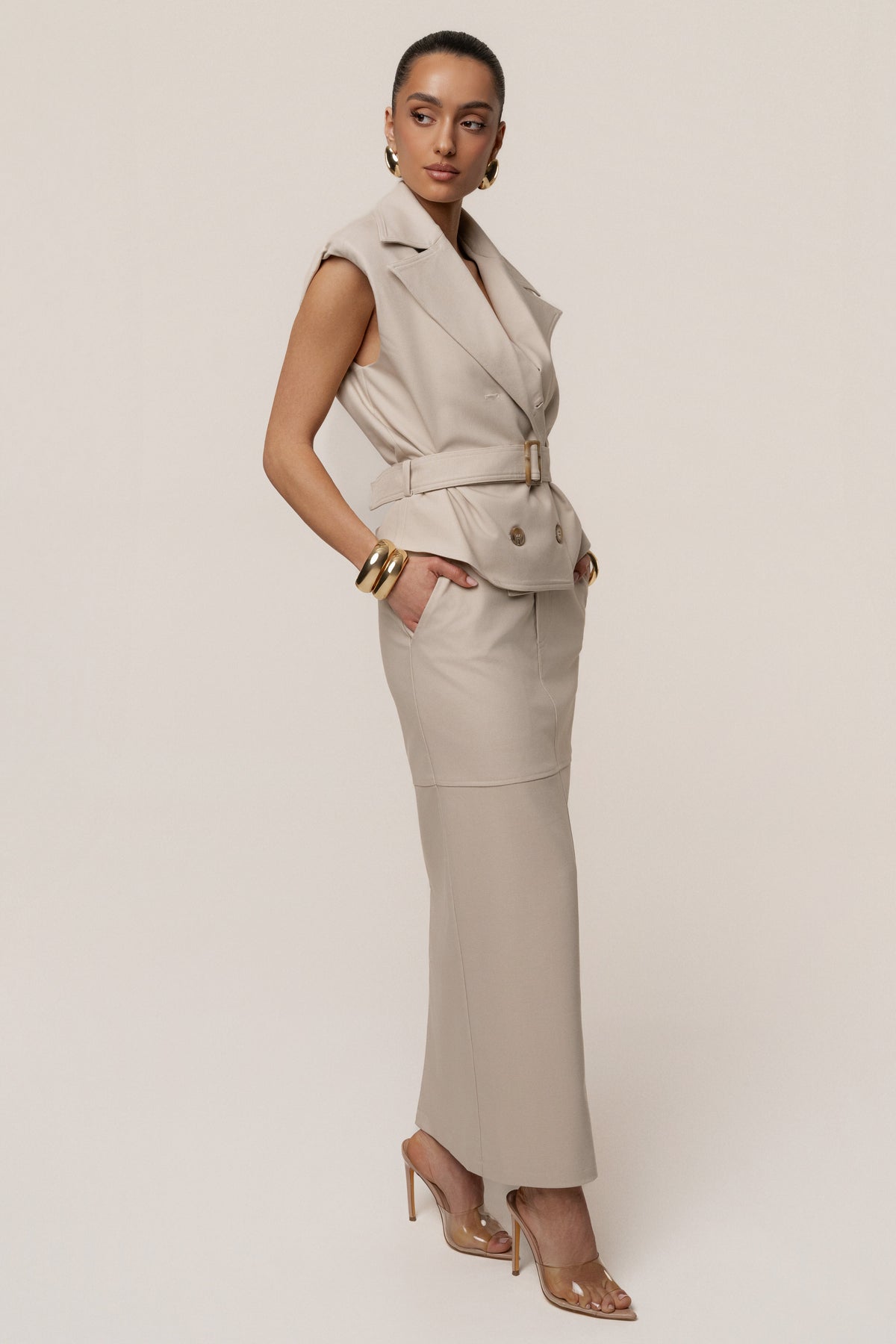 Beige In Focus Skirt