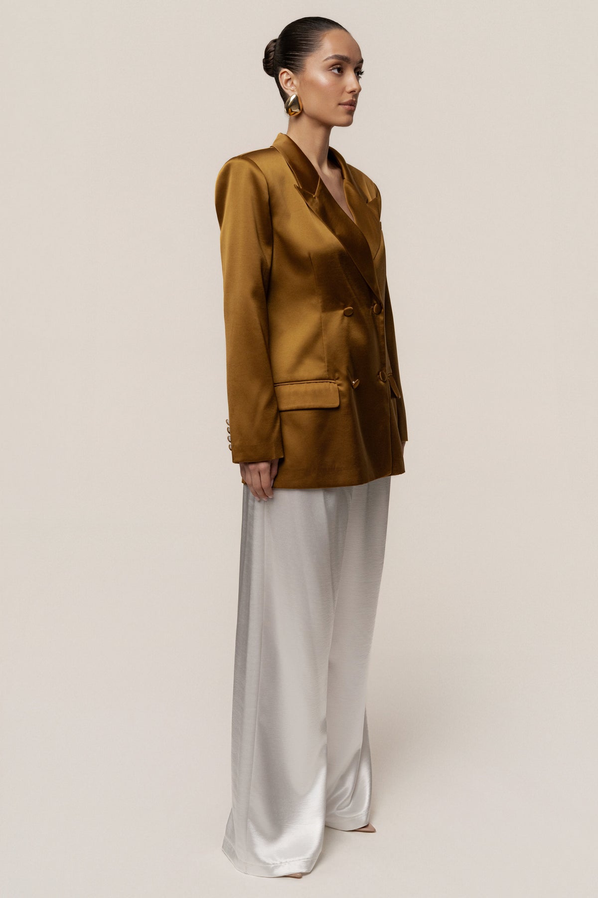Bronze Lara Oversize Satin Blazer