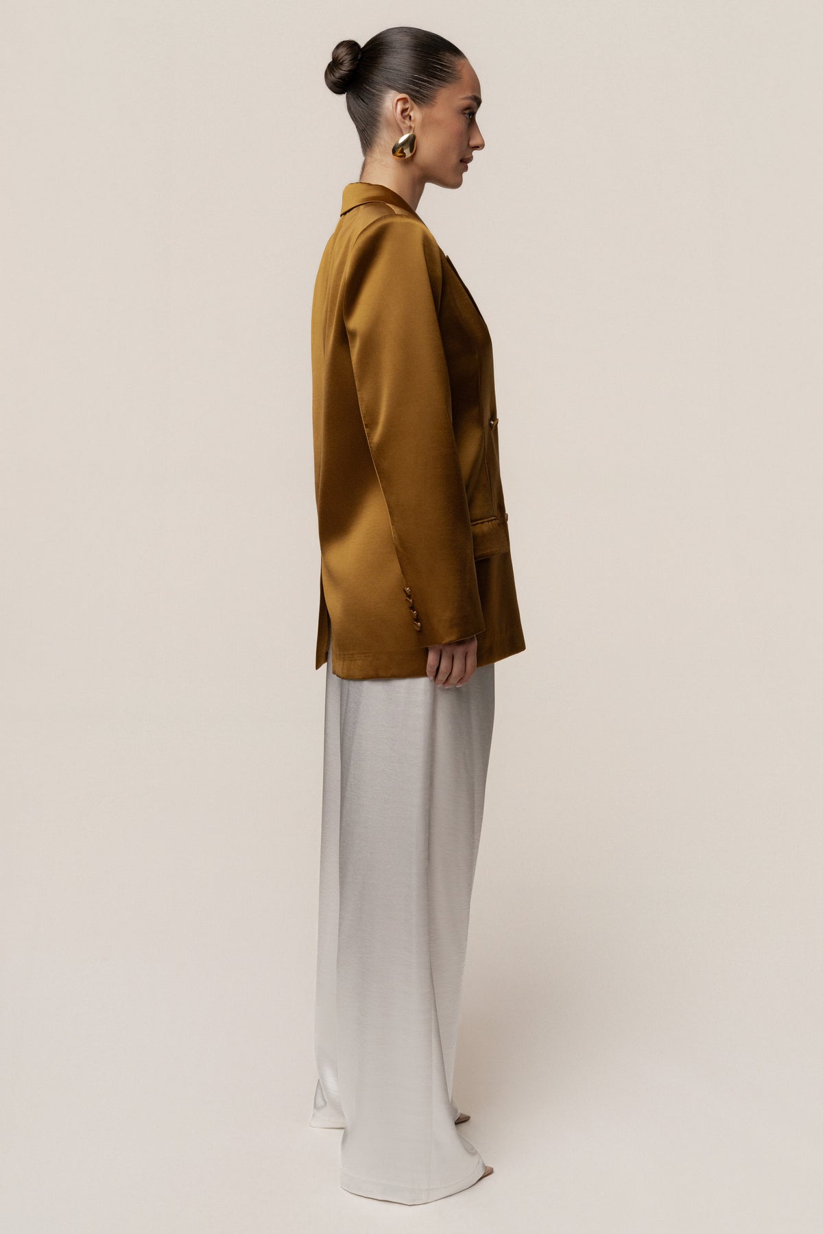 Bronze Lara Oversize Satin Blazer