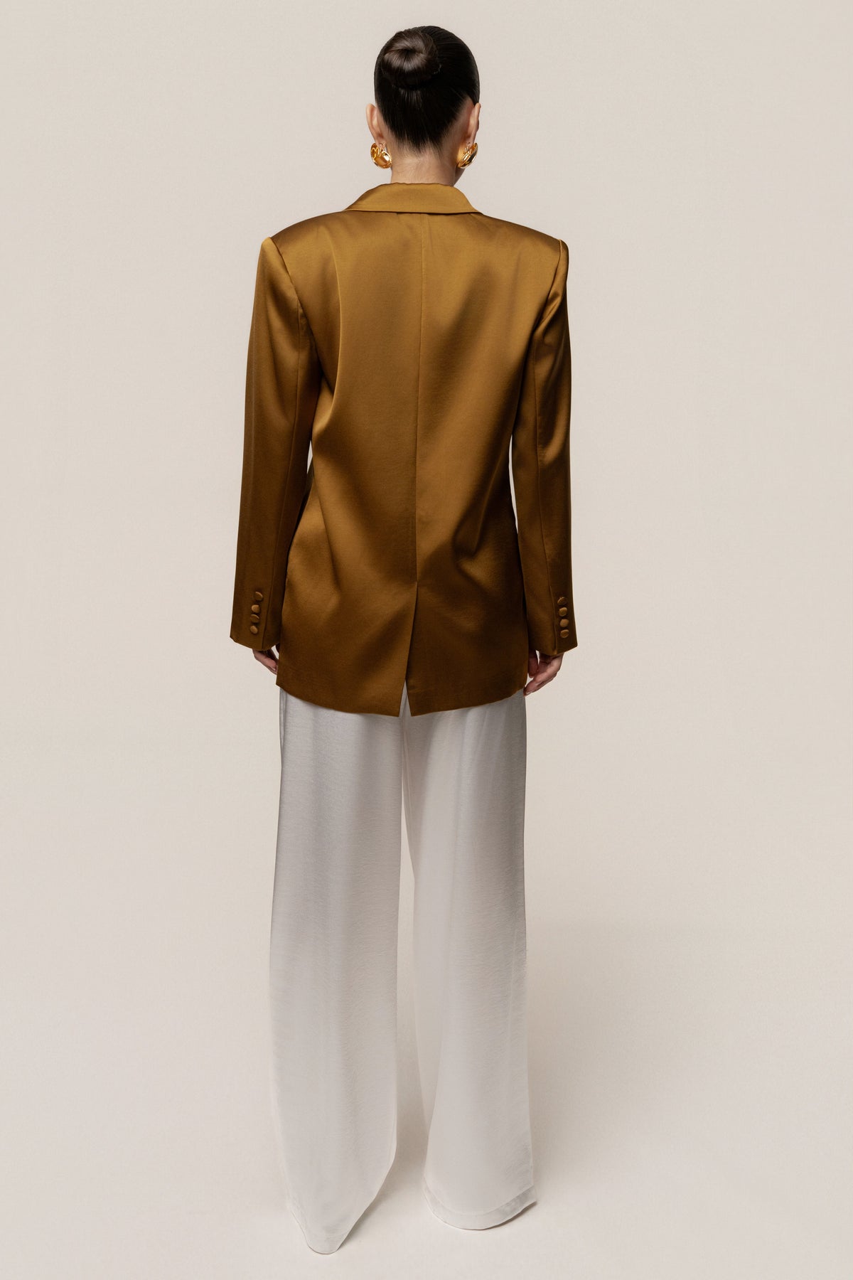 Bronze Lara Oversize Satin Blazer