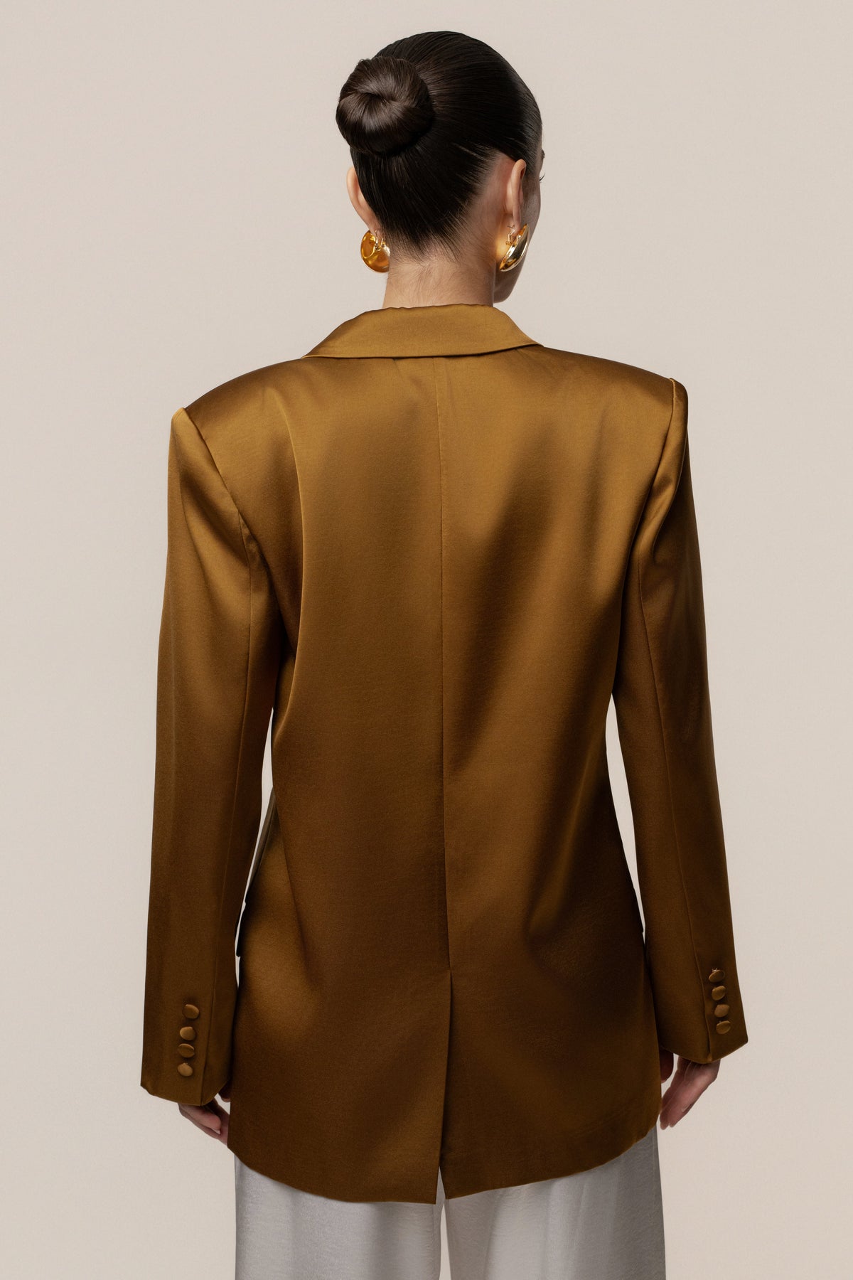 Bronze Lara Oversize Satin Blazer