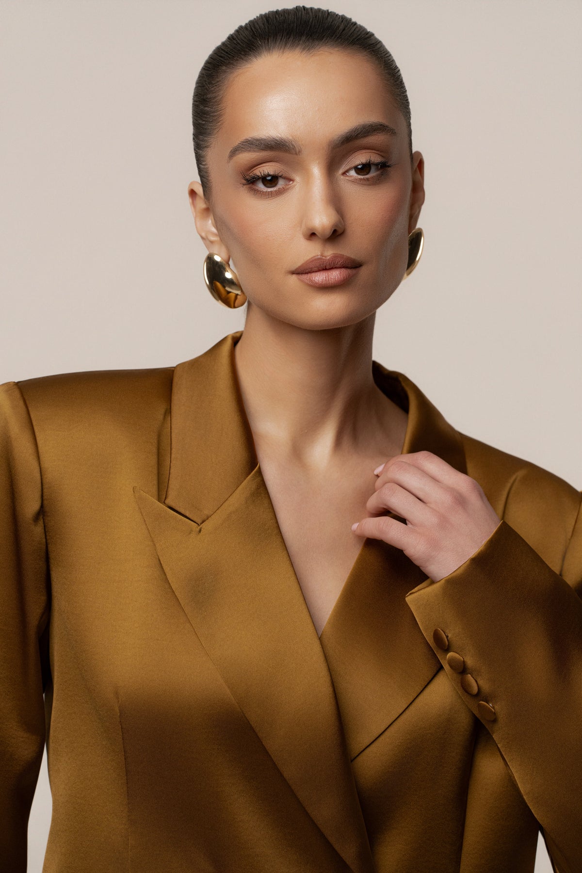 Bronze Lara Oversize Satin Blazer