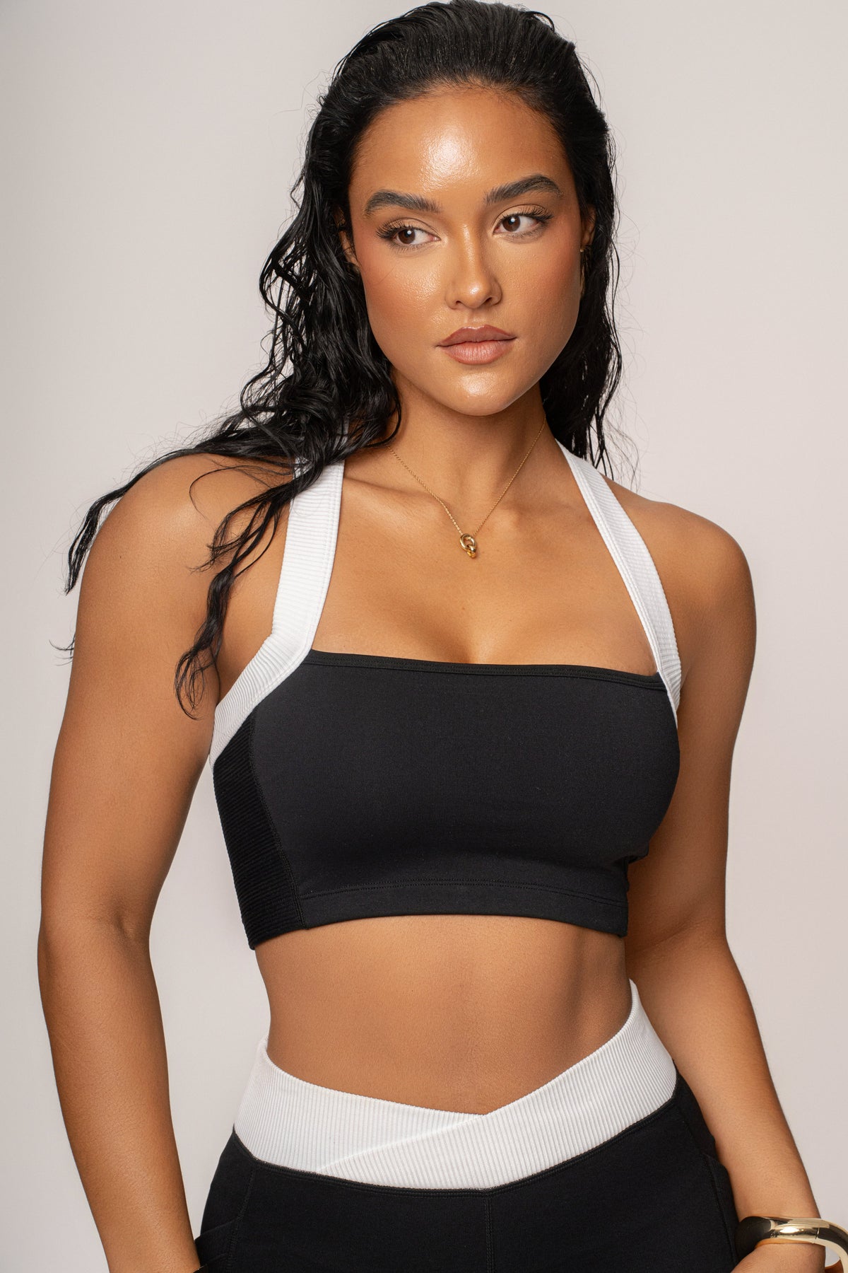 Black/White Ultimate Ribbed Halter Top