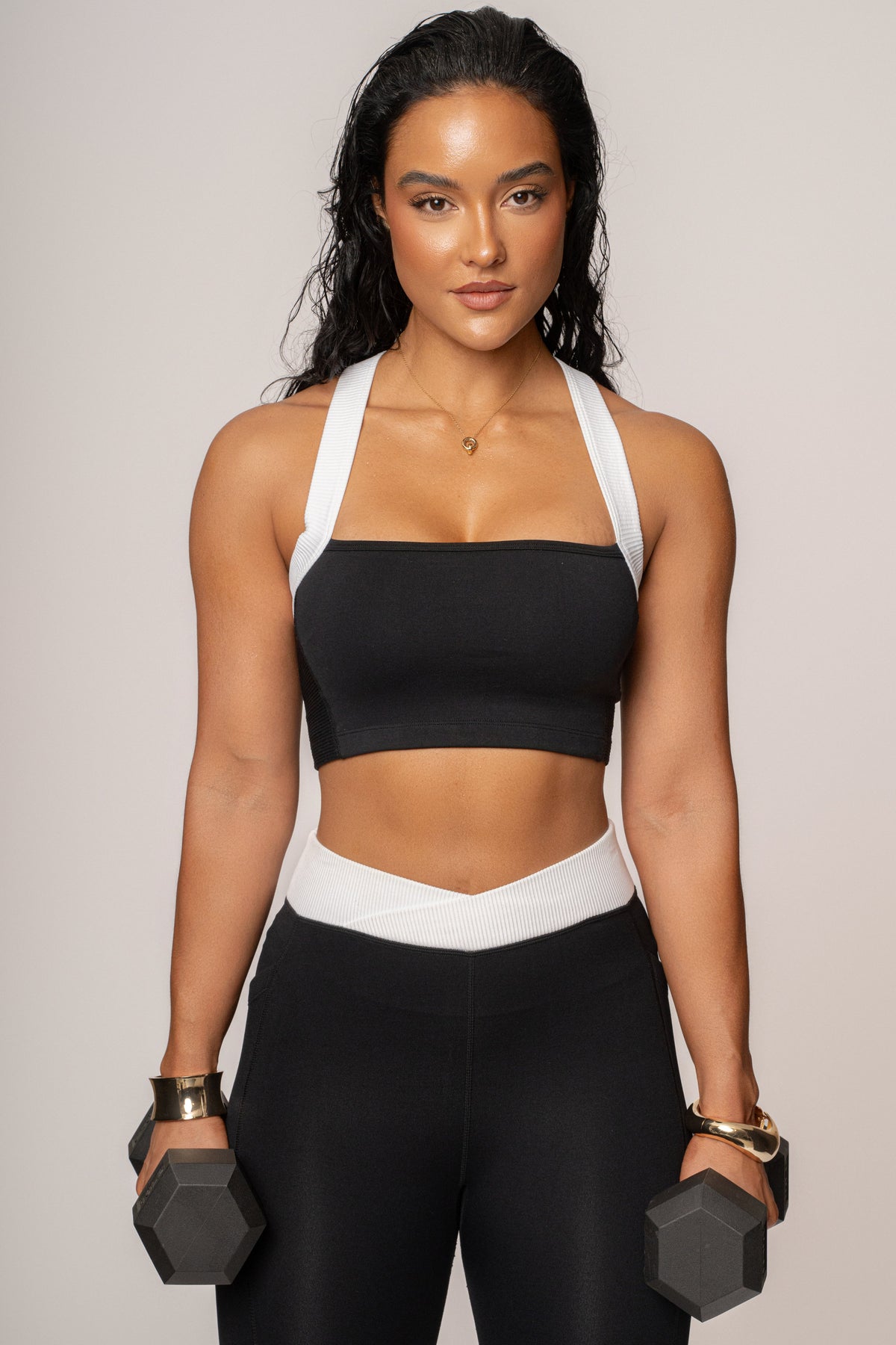 Black/White Ultimate Ribbed Halter Top