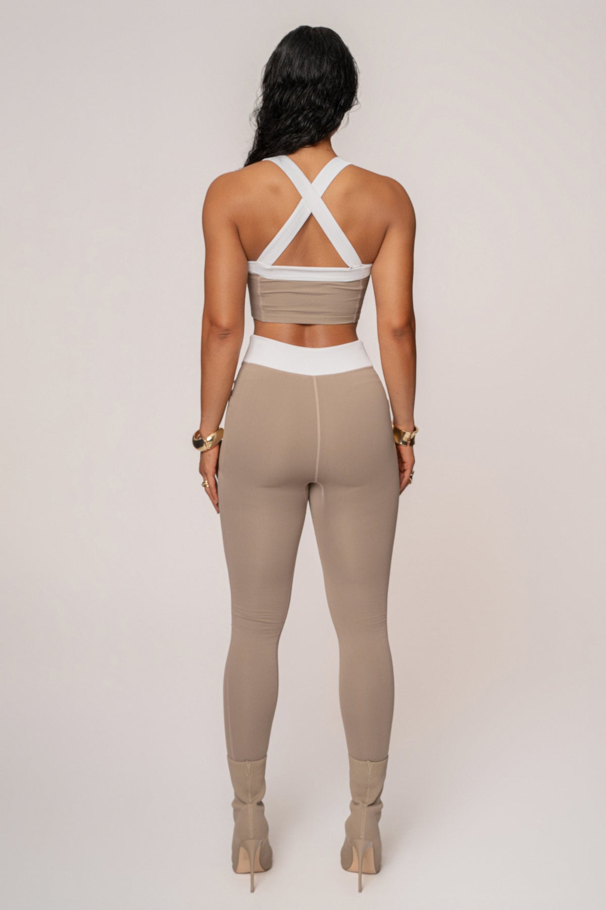 Beige/White Inspire Movement Leggings