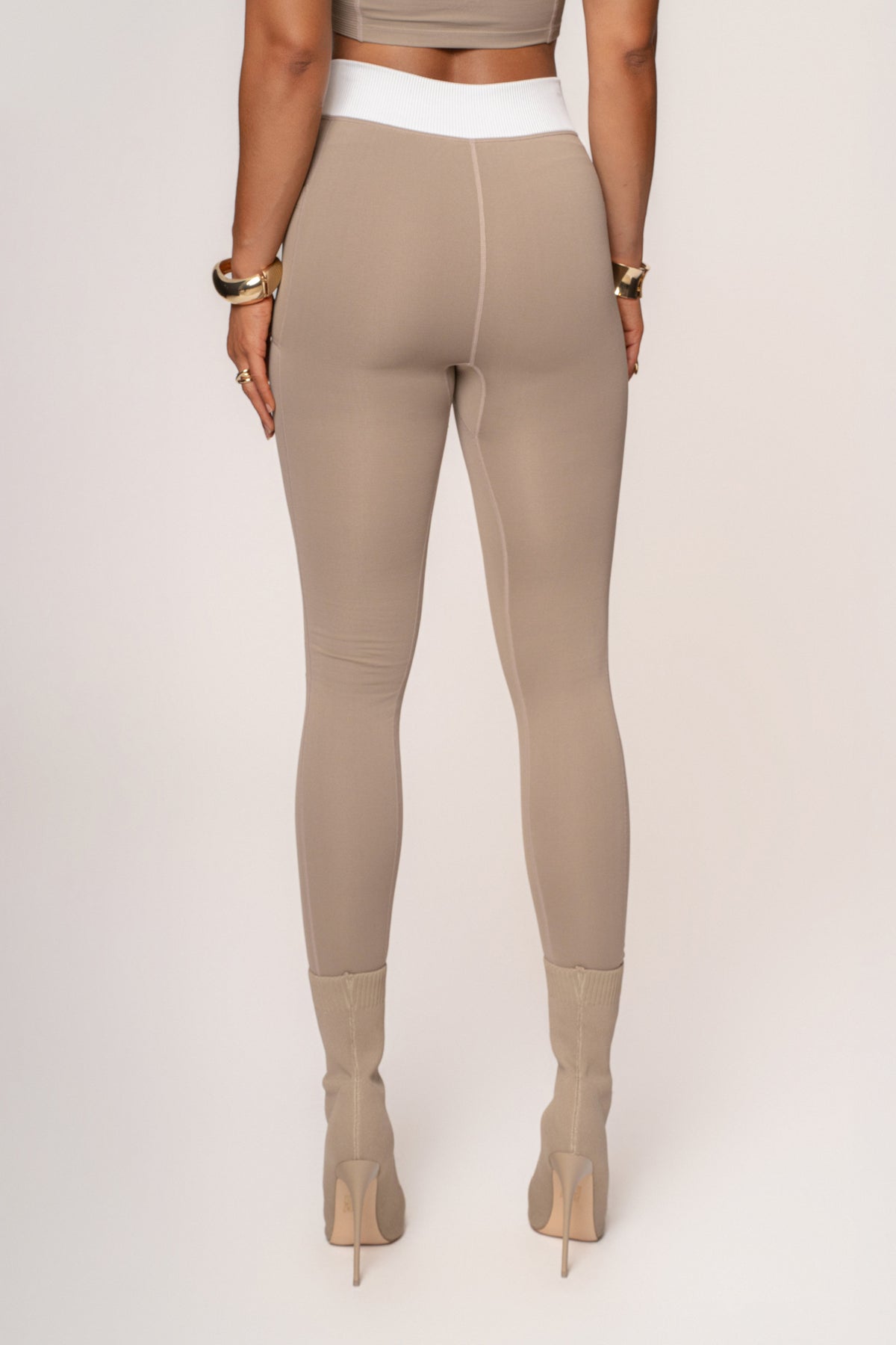 Beige/White Inspire Movement Leggings