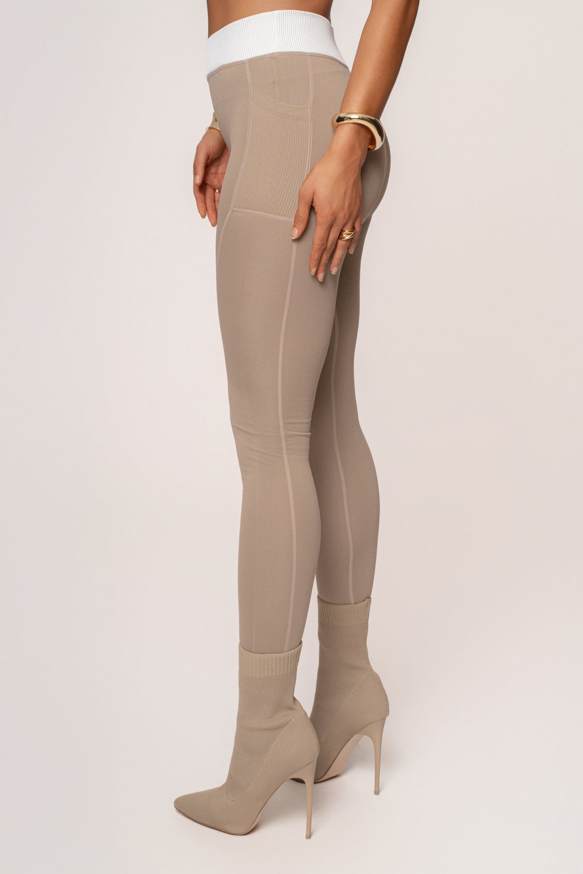 Beige/White Inspire Movement Leggings