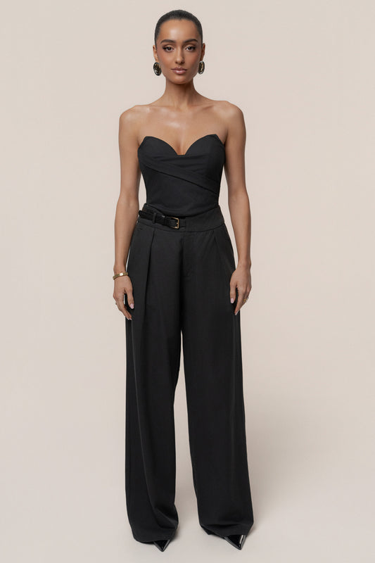 Black Everywhere Belted Trousers
