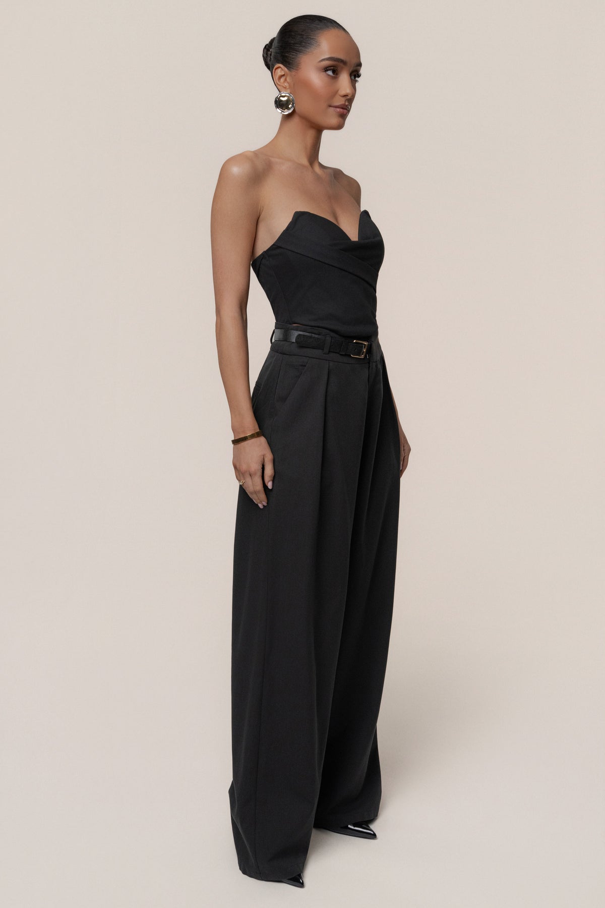Black Everywhere Belted Trousers