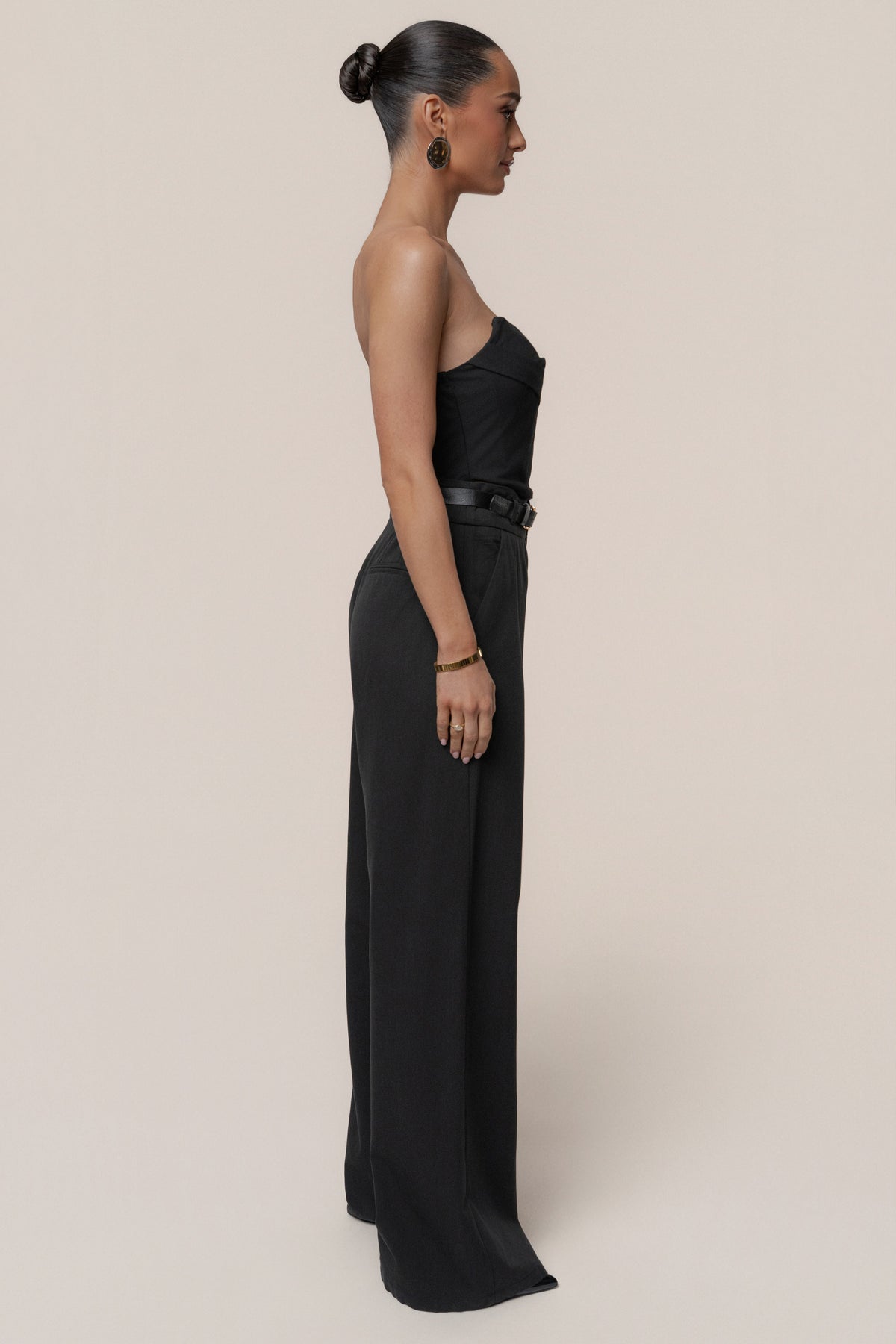 Black Everywhere Belted Trousers