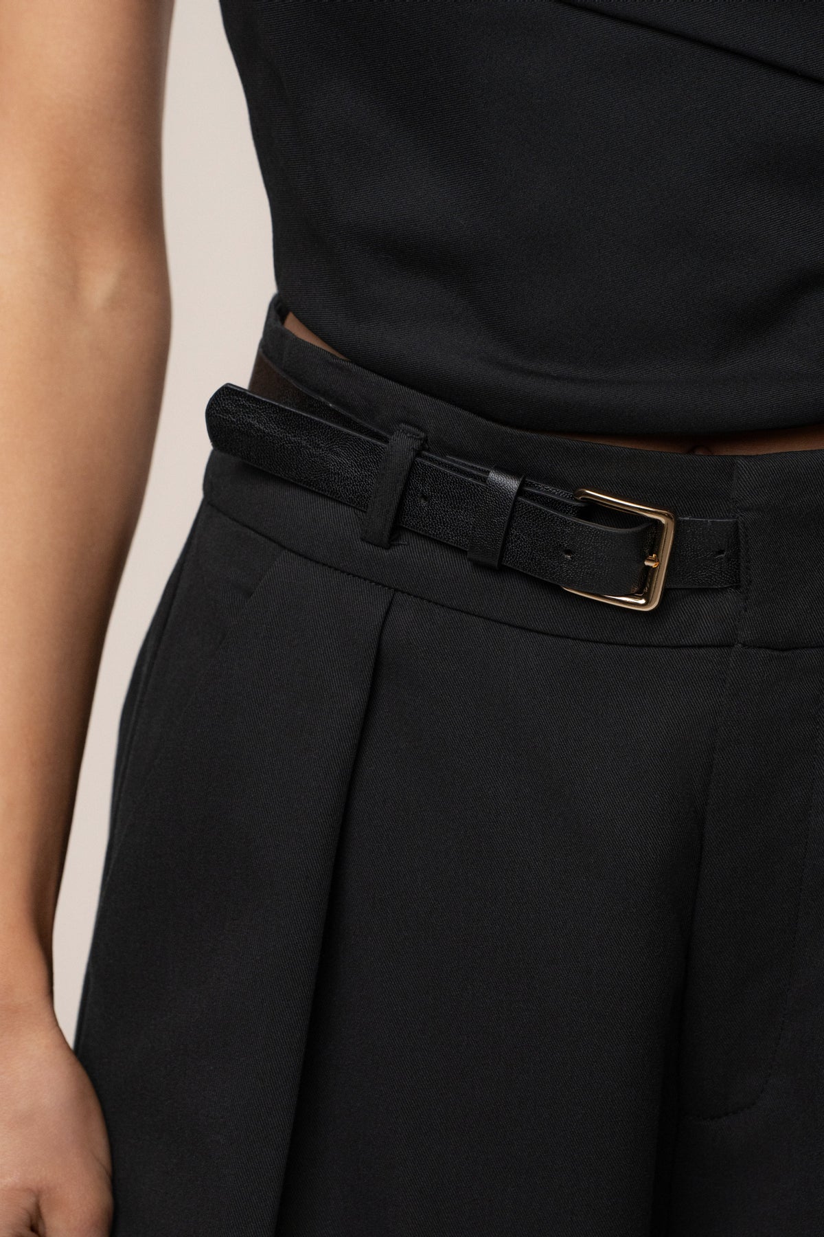 Black Everywhere Belted Trousers