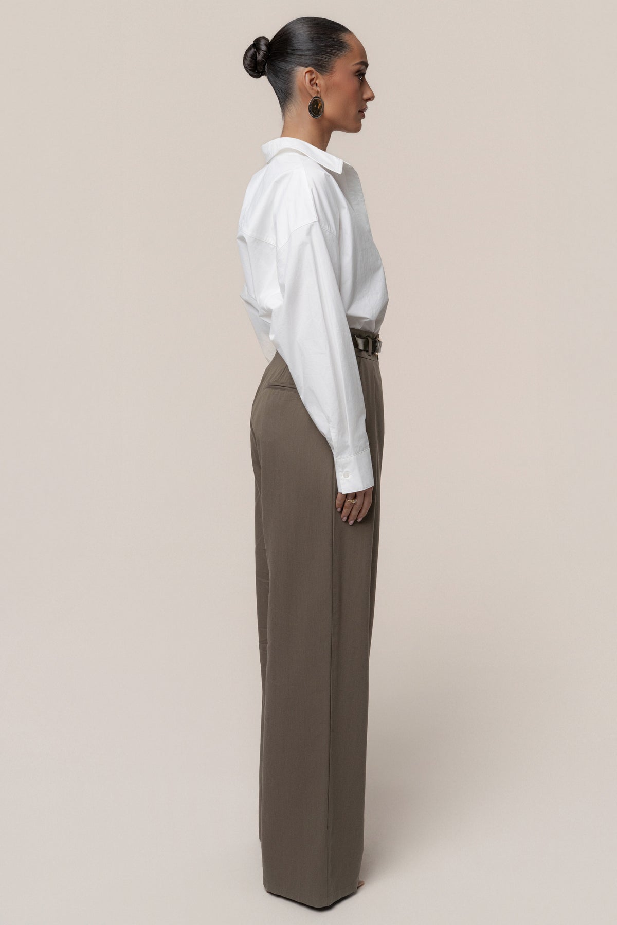 Dark Taupe Everywhere Belted Trousers