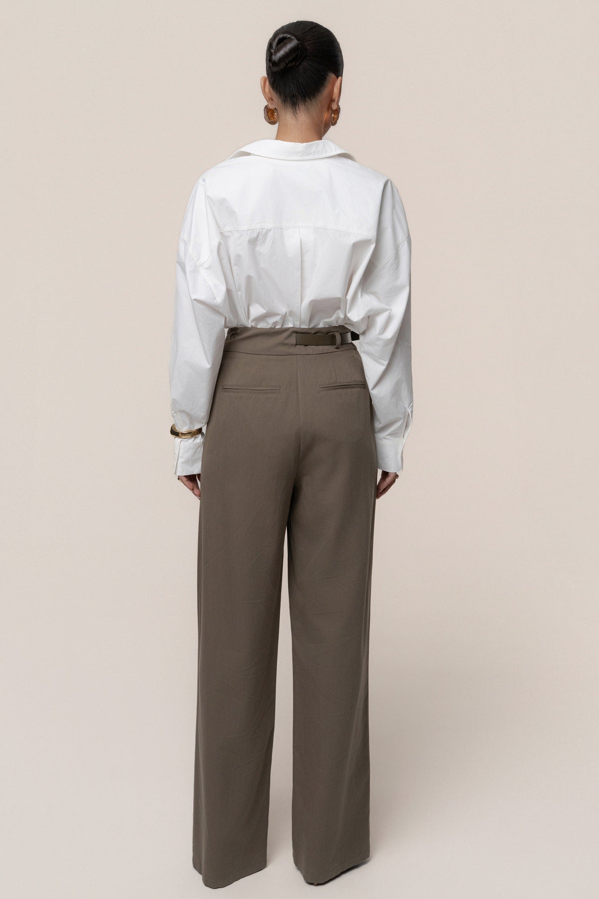 Dark Taupe Everywhere Belted Trousers