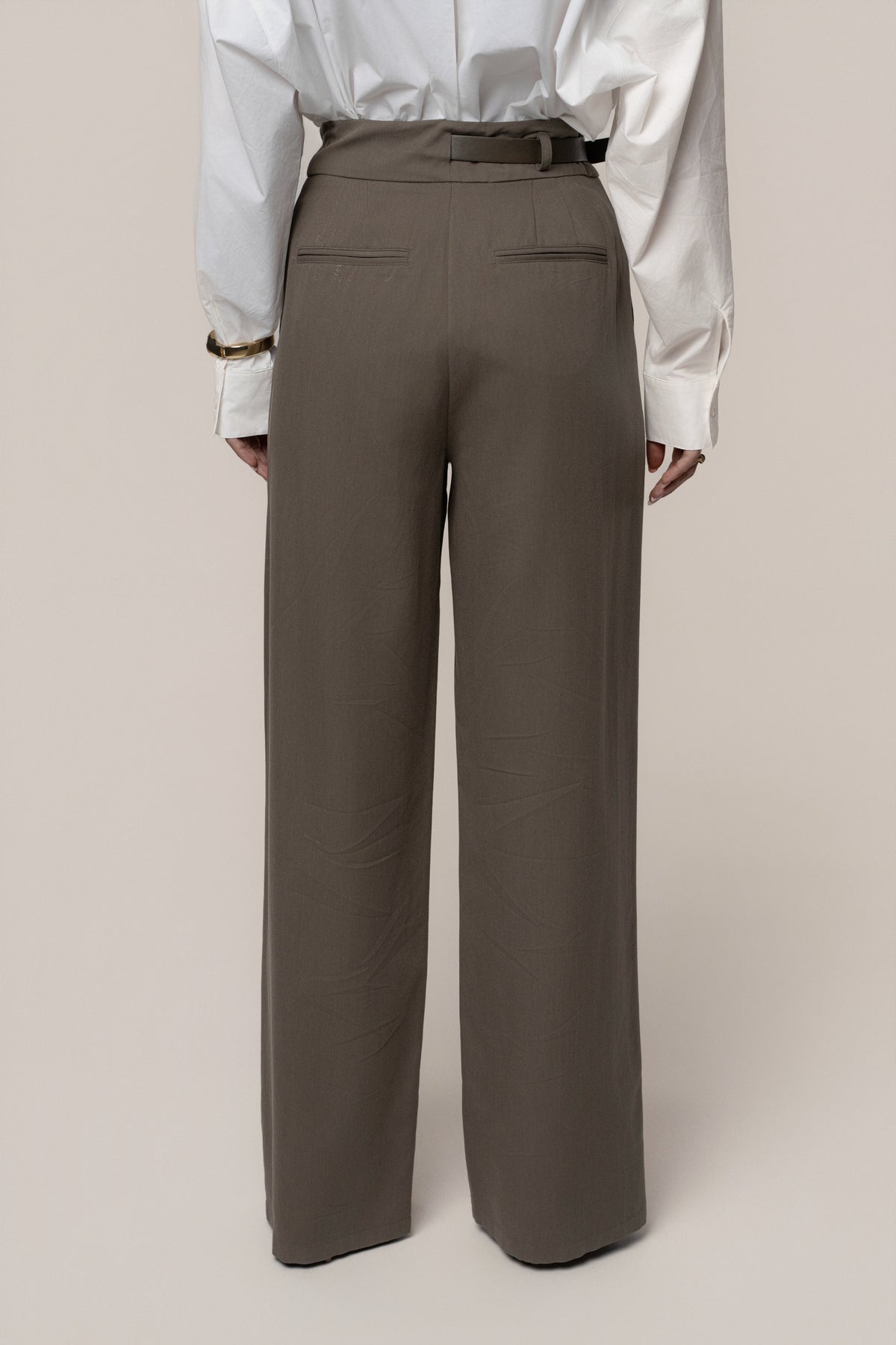Dark Taupe Everywhere Belted Trousers