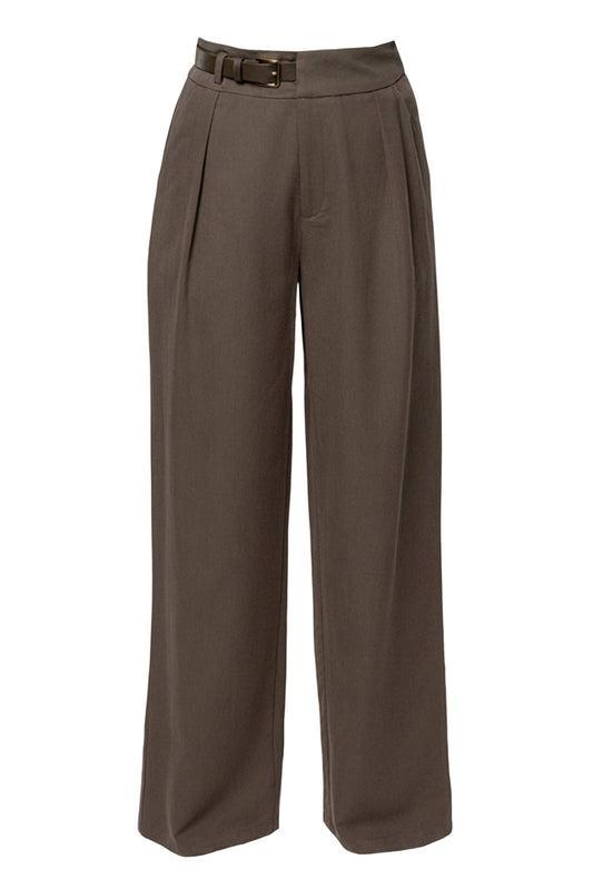 Dark Taupe Everywhere Belted Trousers