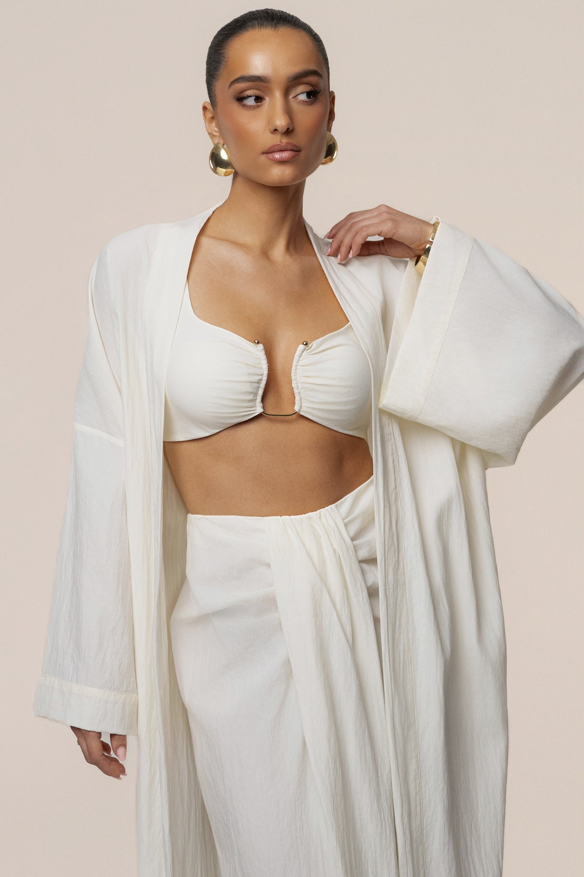 Ivory Flowing Elegance Maxi Skirt