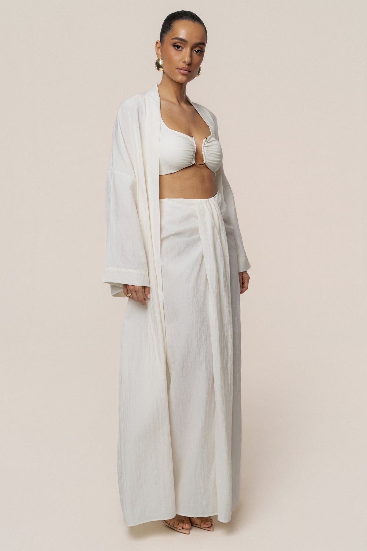Ivory Flowing Elegance Maxi Skirt