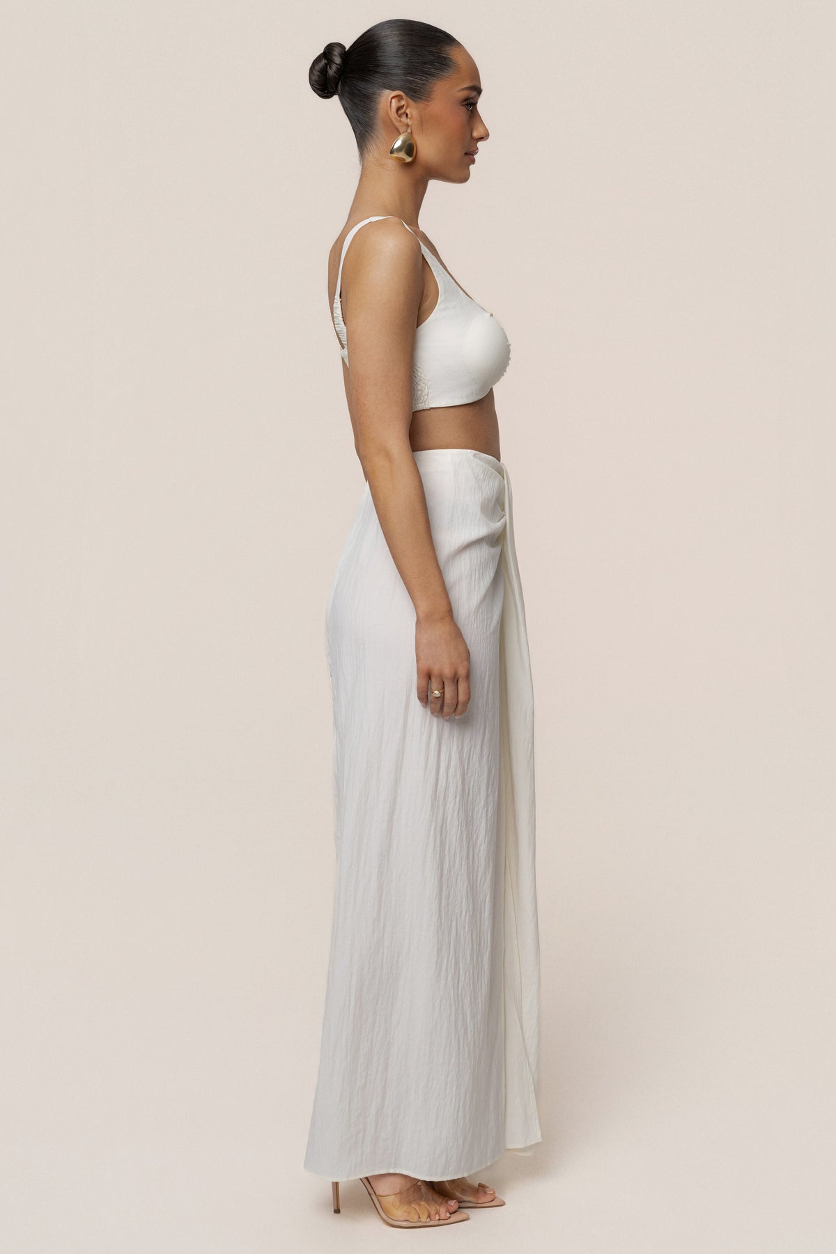Ivory Flowing Elegance Maxi Skirt