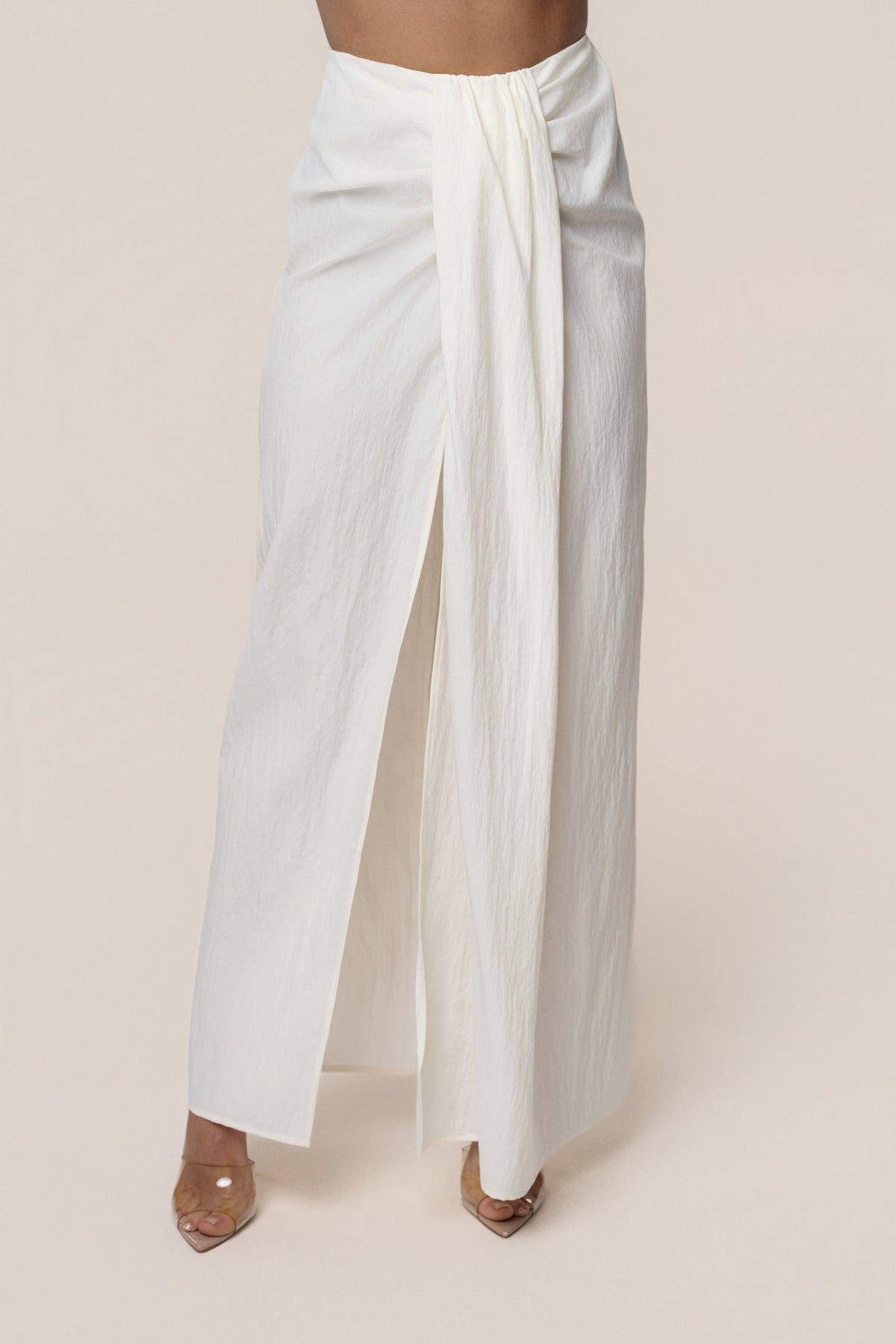 Ivory Flowing Elegance Maxi Skirt