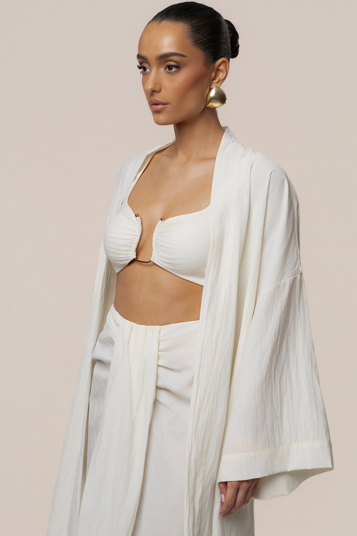 Ivory Flowing Elegance Maxi Skirt