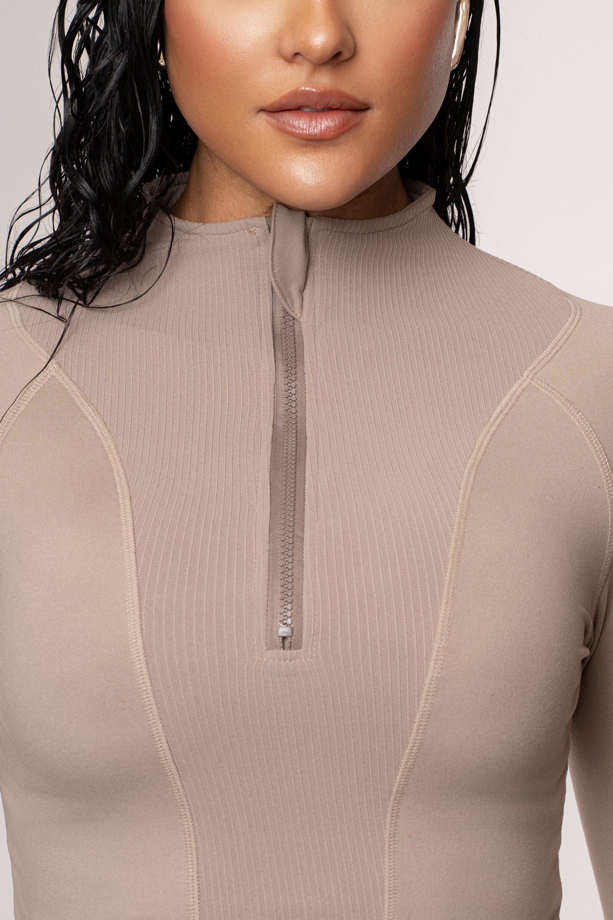 Beige Momentum Ribbed Top