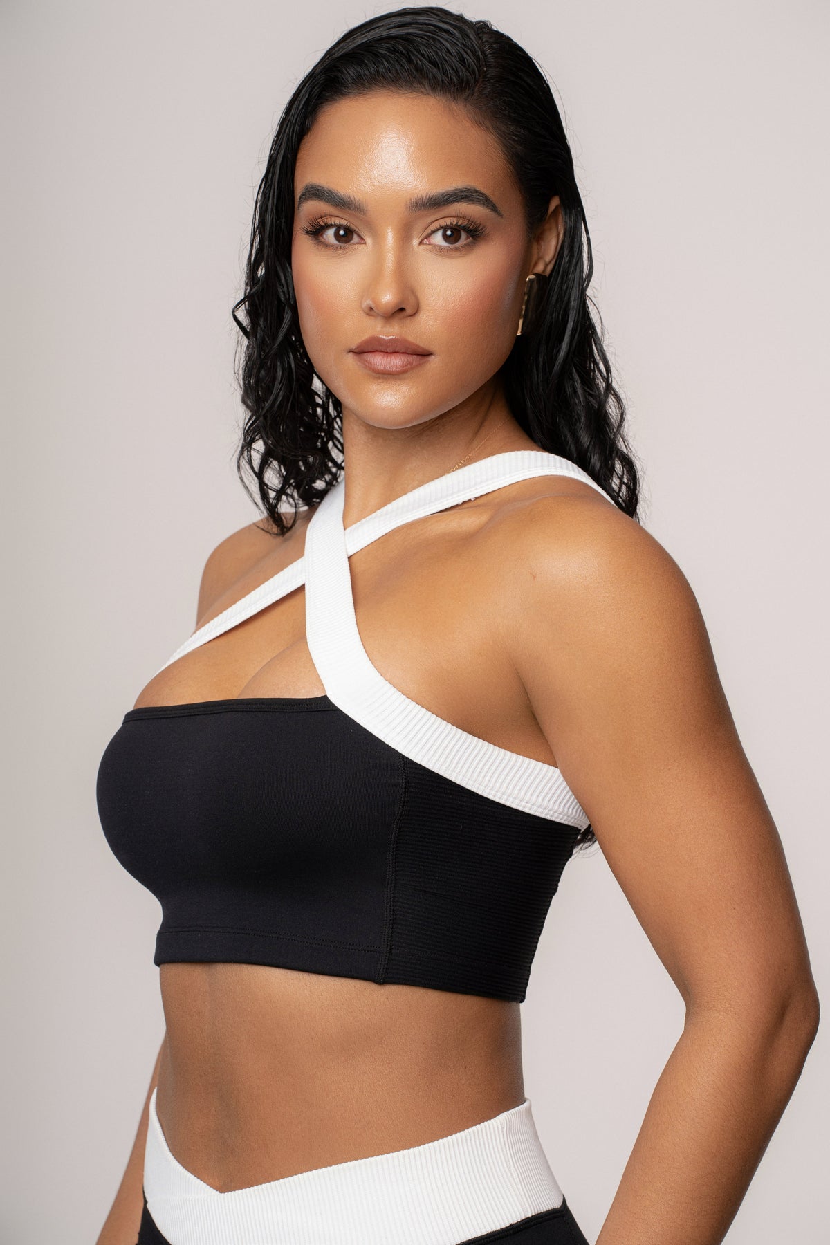 Black/White Ultimate Ribbed Halter Top