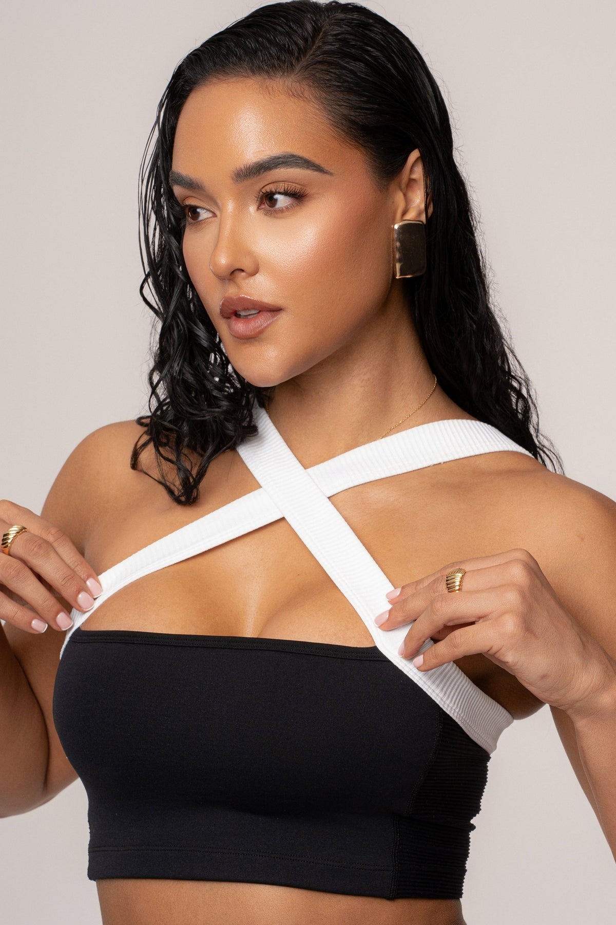 Black/White Ultimate Ribbed Halter Top